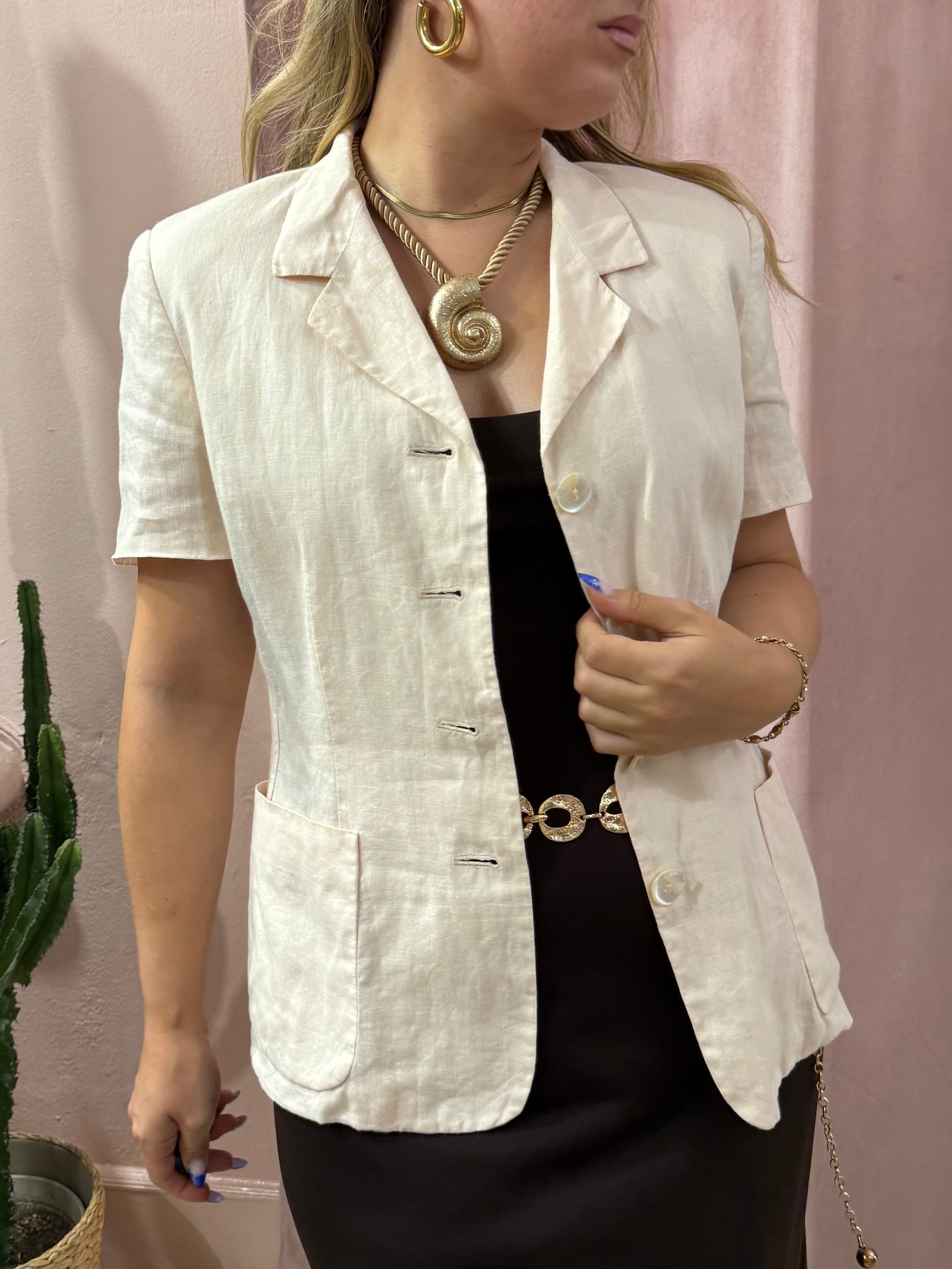 Blazer Max Mara rosa cipria in puro lino