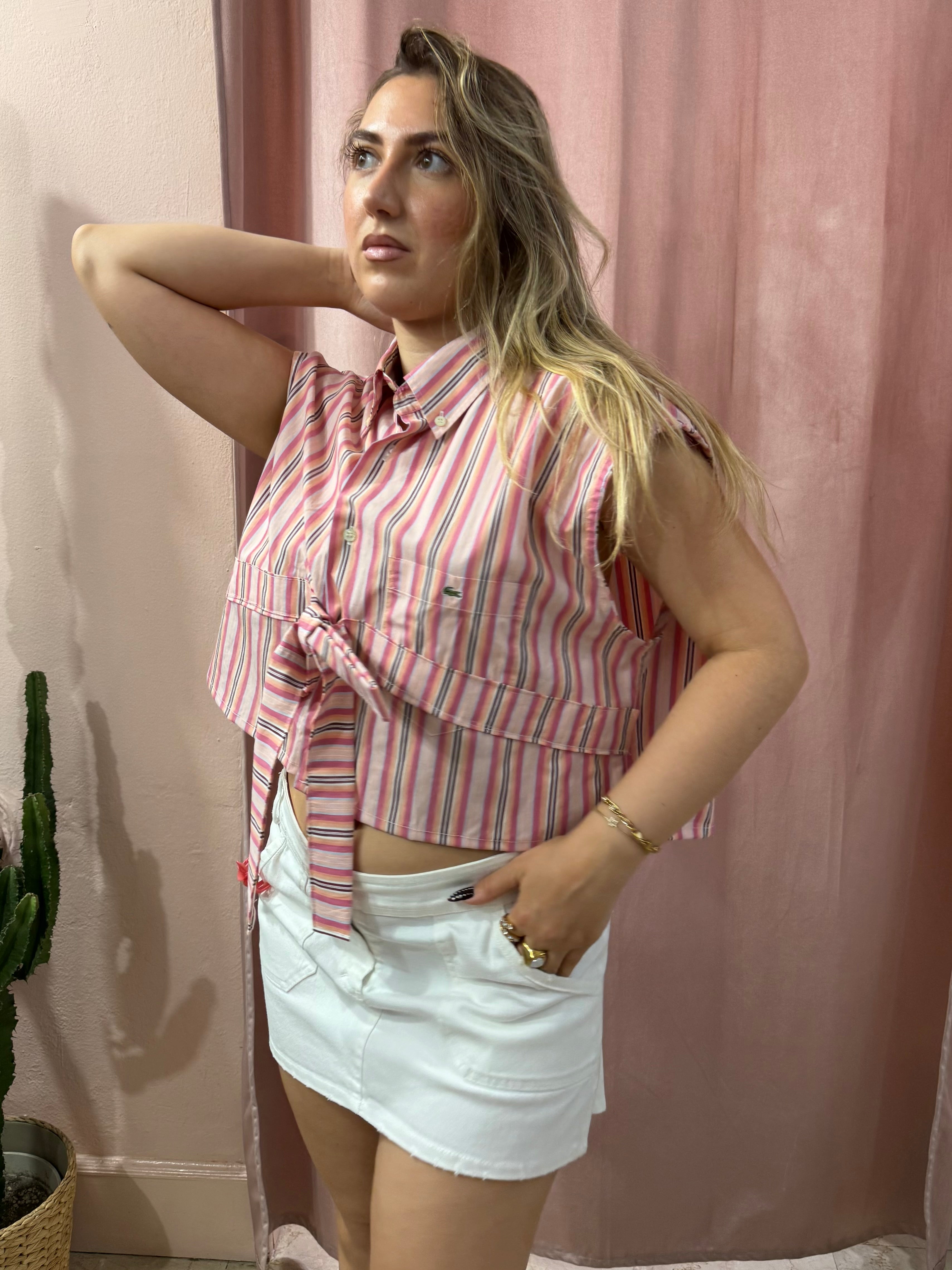 Camicia Lacoste upcycling fiocco