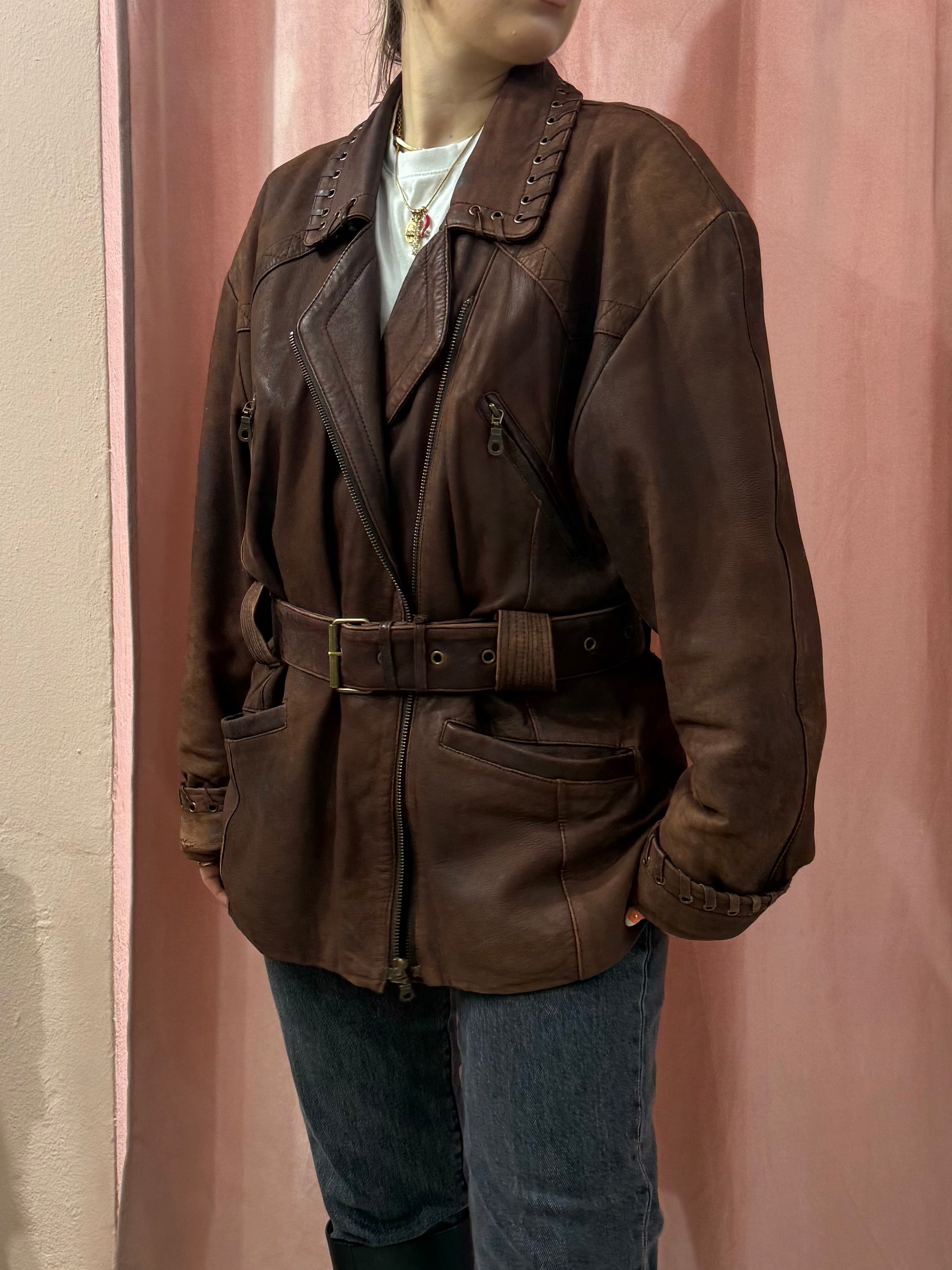 Giacca vintage in vera pelle invecchiata