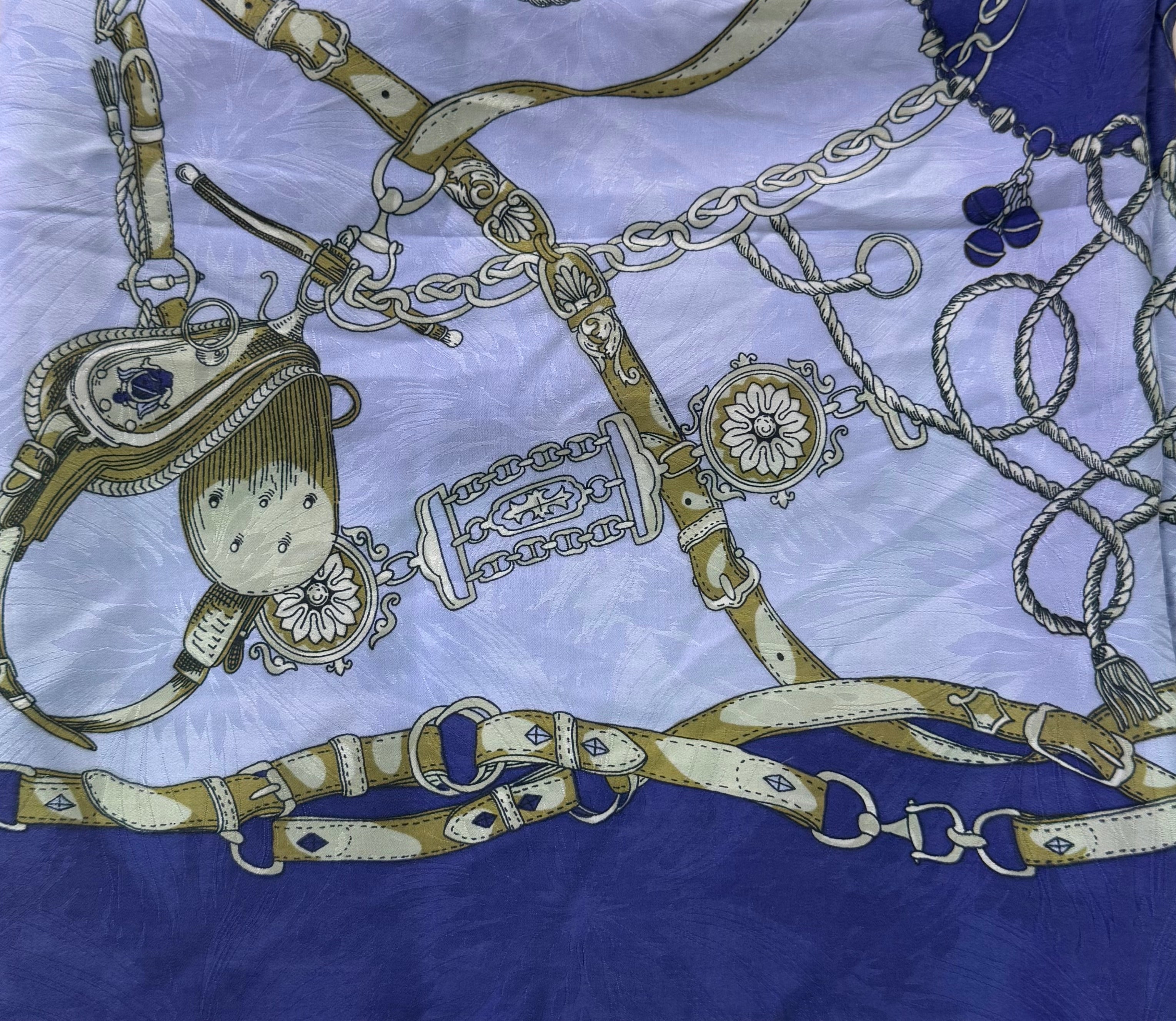 Foulard vintage in pura seta blu e azzurro