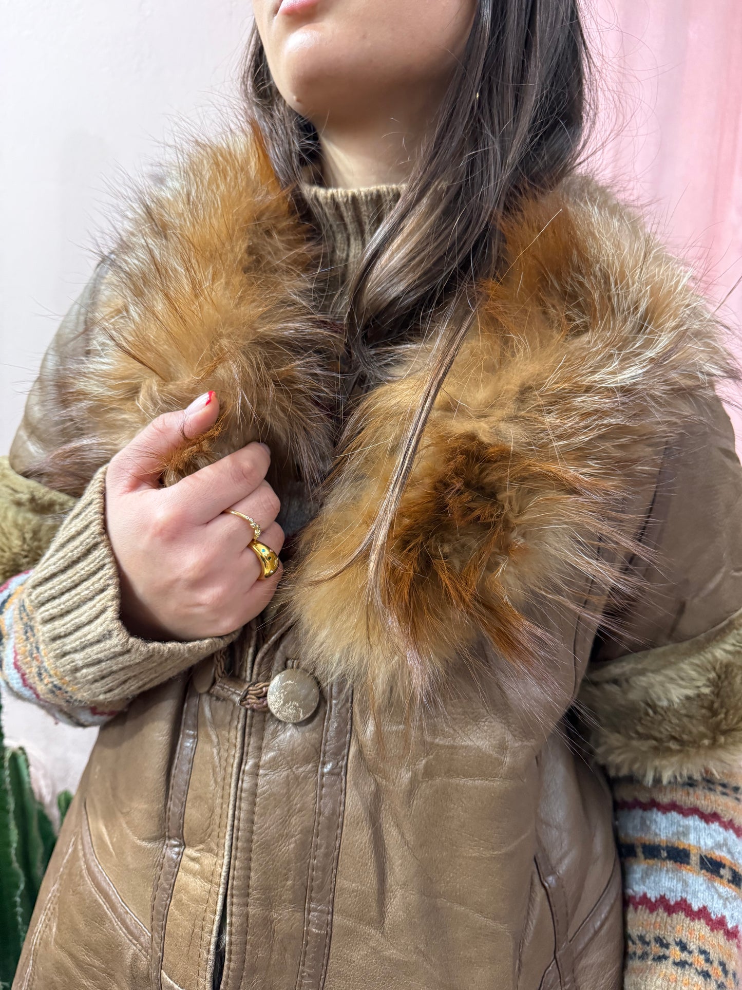 Montone Shearling smanicato collo in volpe