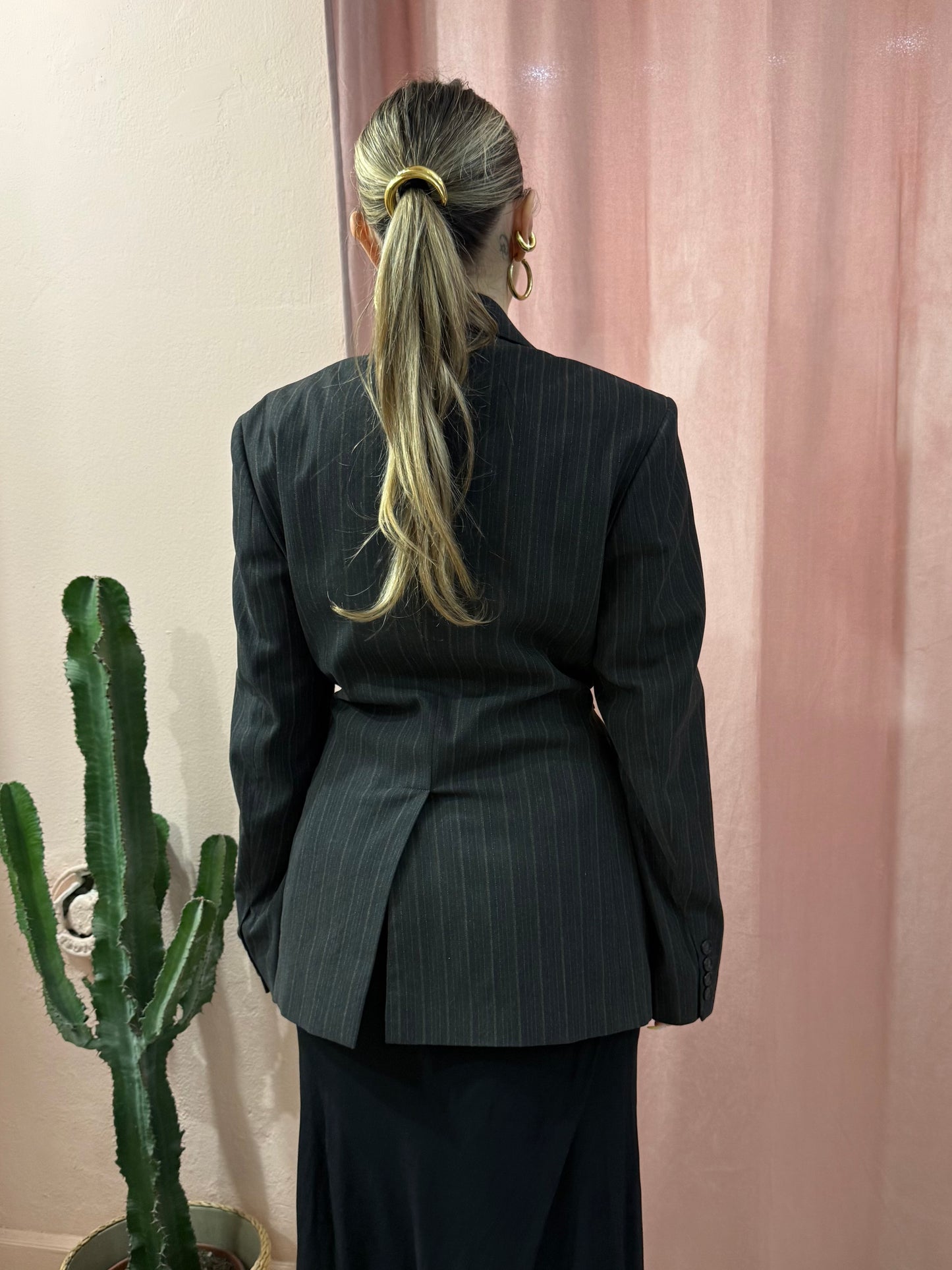 Blazer upcycling fiocco laterale e rosa