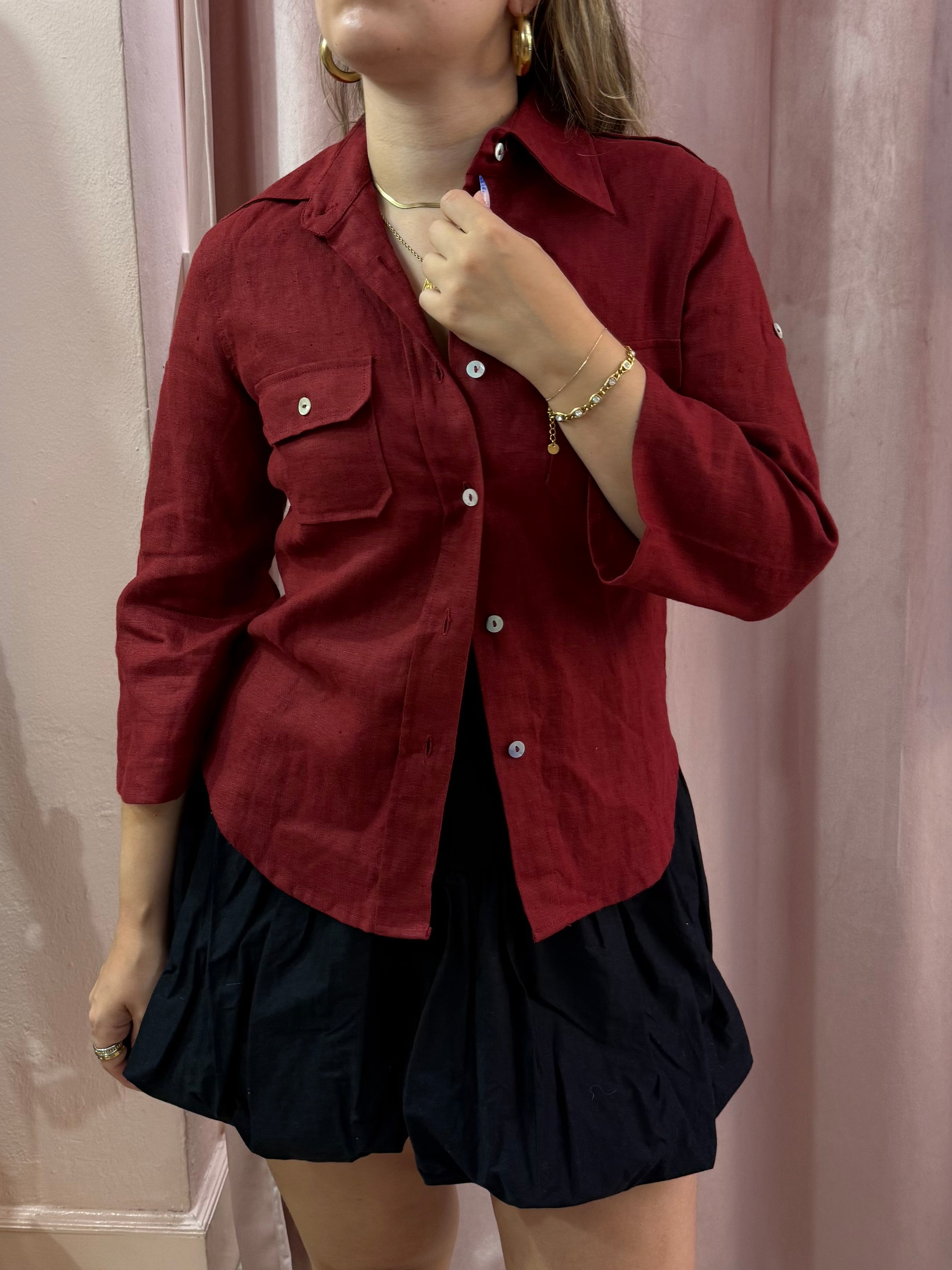 Camicia Bordeaux in lino