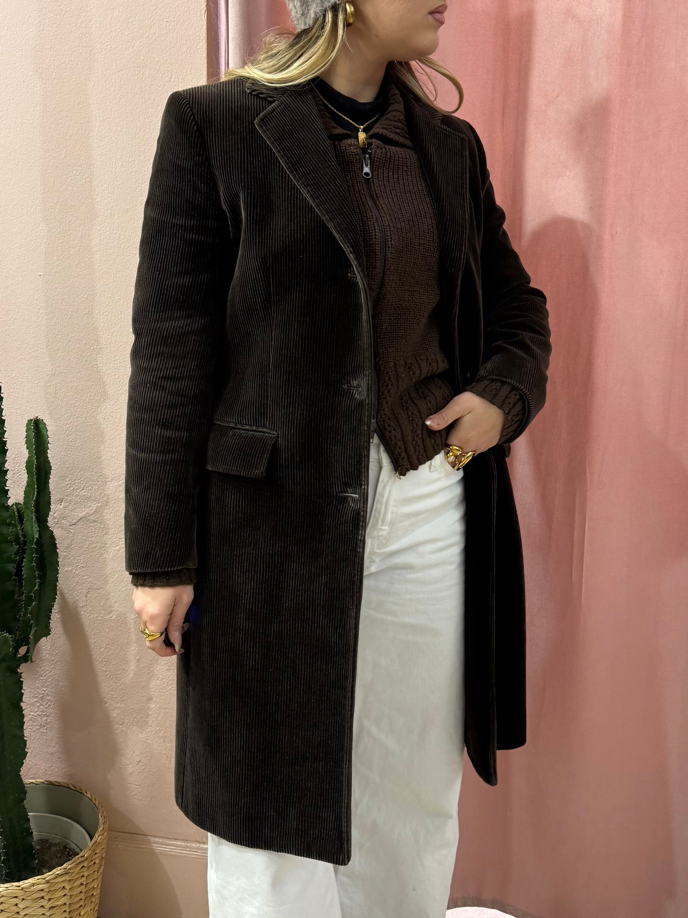 Giacca lunga Aspesi moro a costine