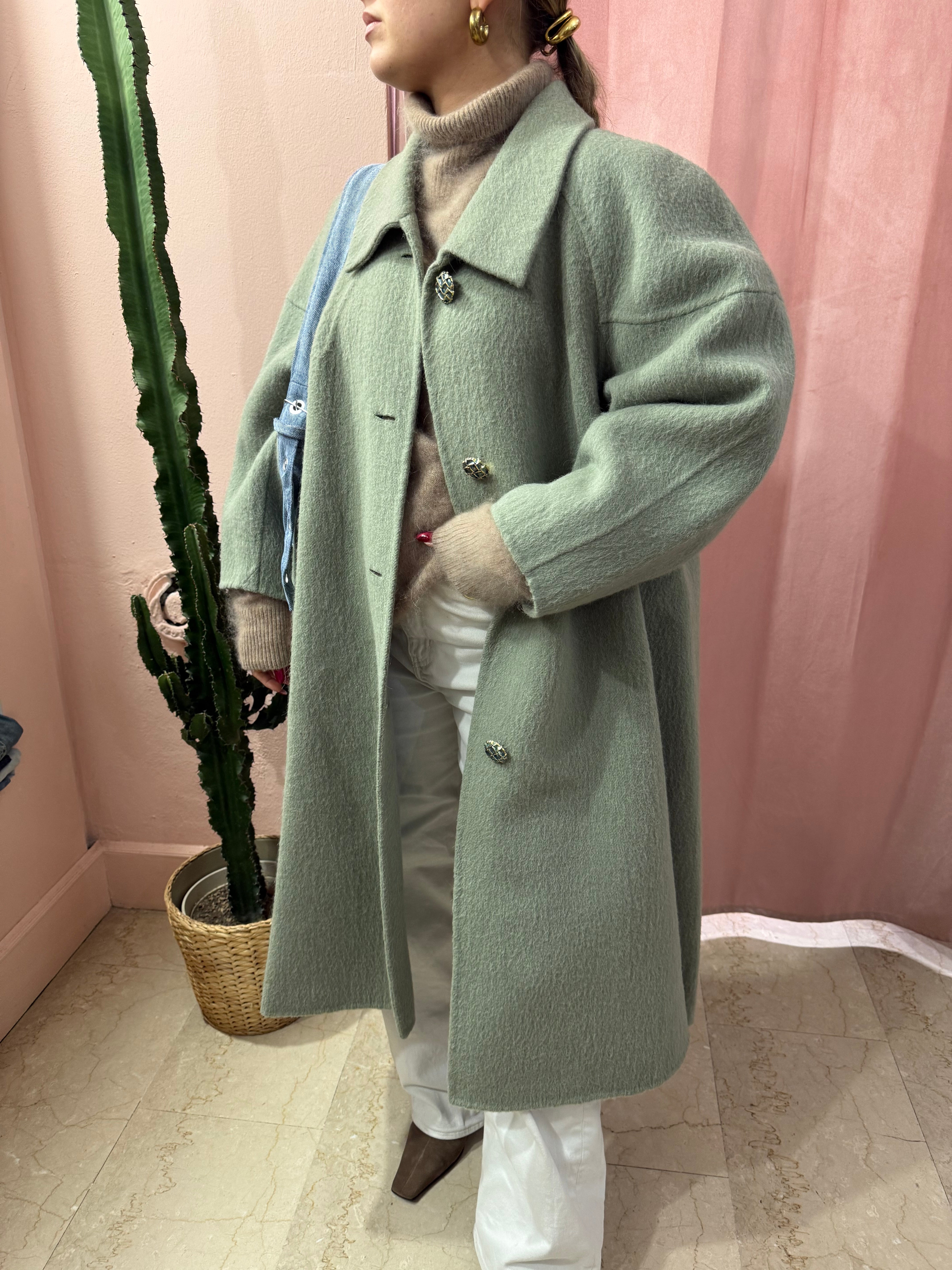 Cappotto vintage in lana salvia