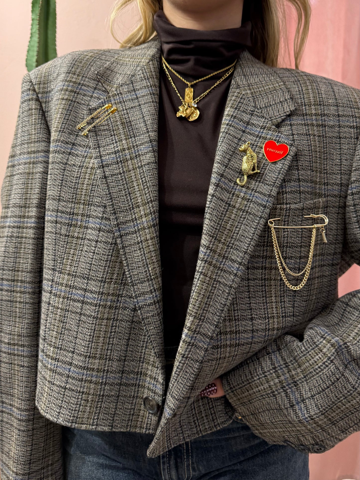 Blazer vintage crop principe di Galles
