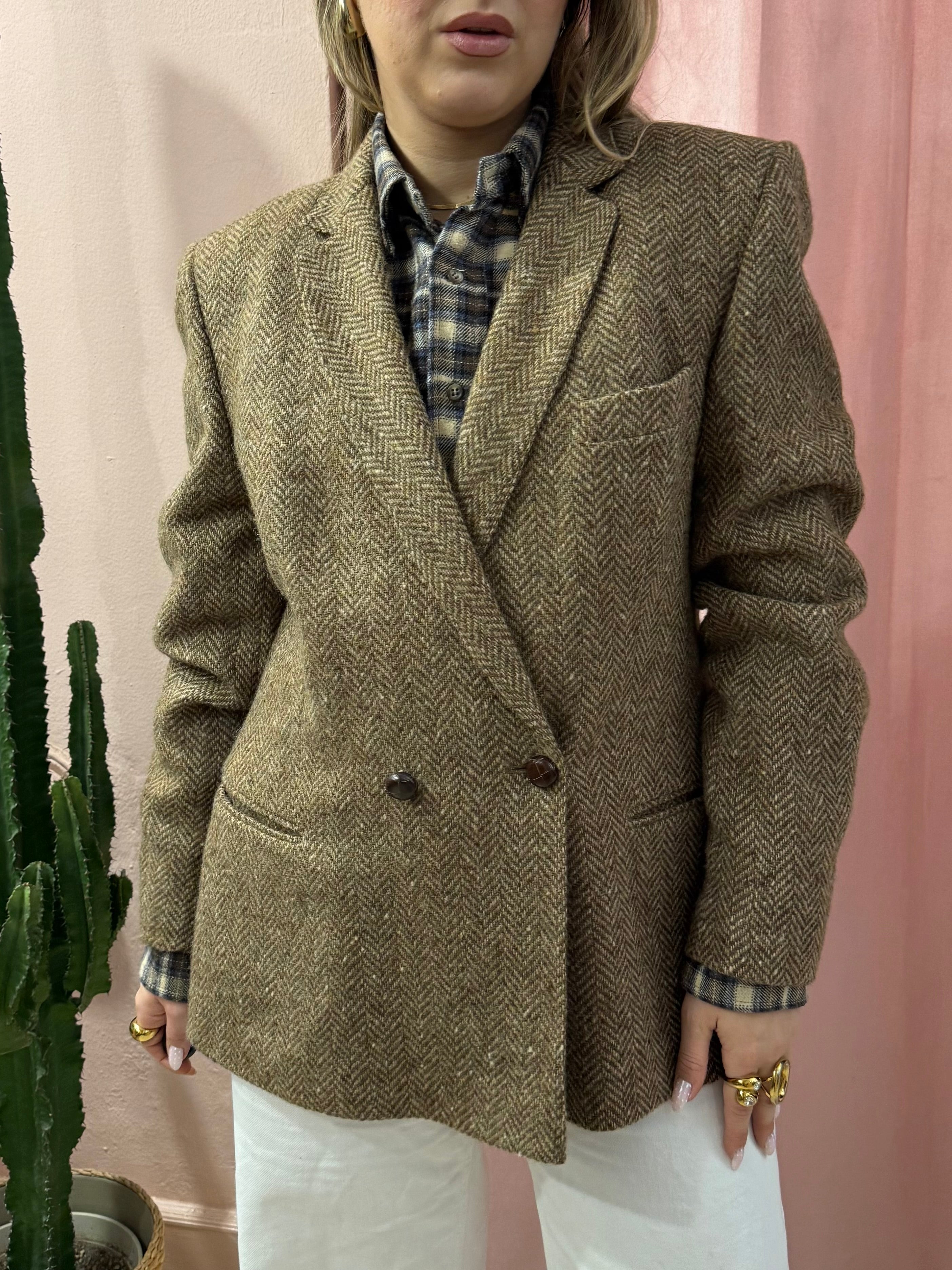 Blazer mélange doppiopetto in lana