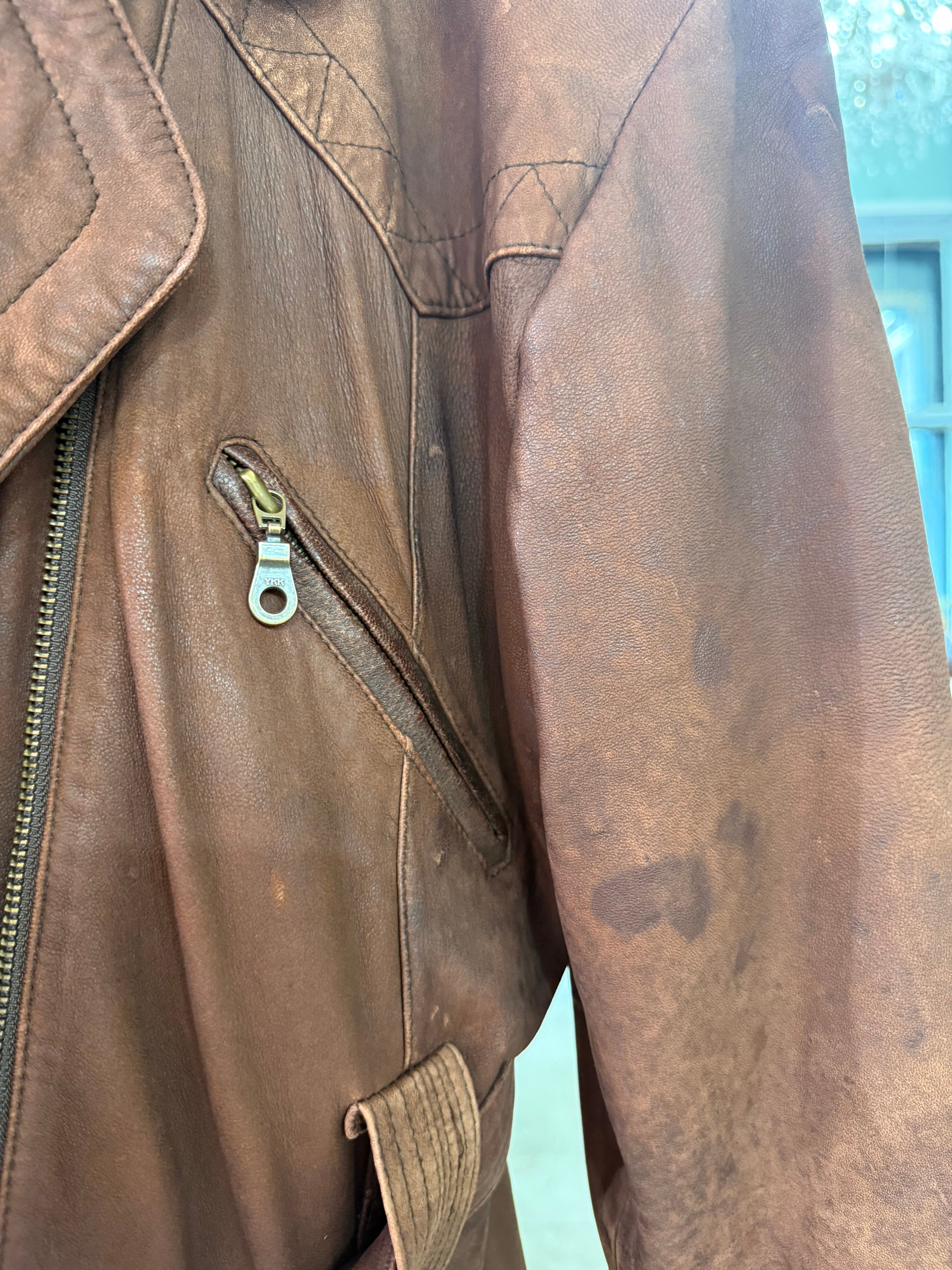 Giacca vintage in vera pelle invecchiata