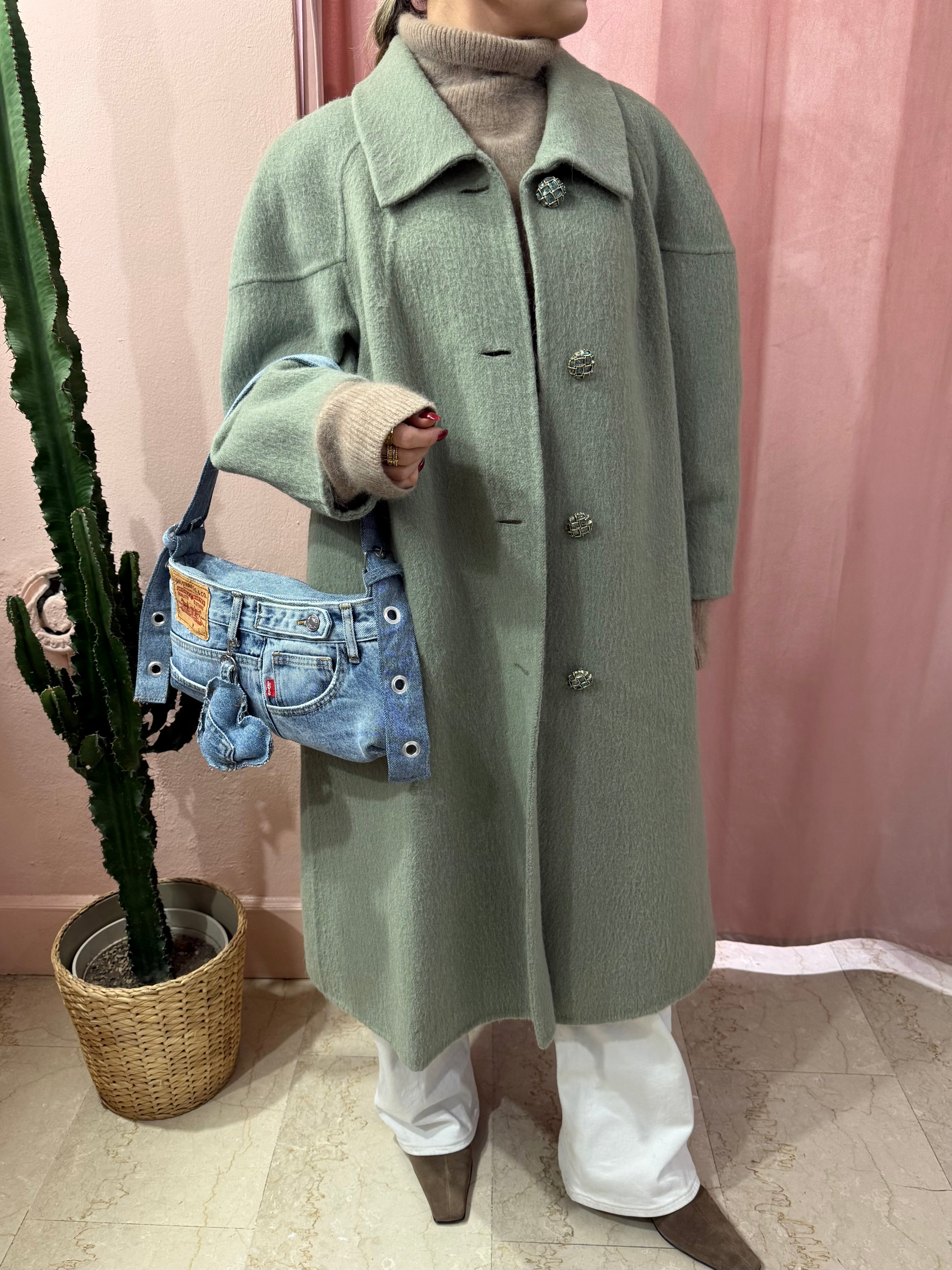 Cappotto vintage in lana salvia