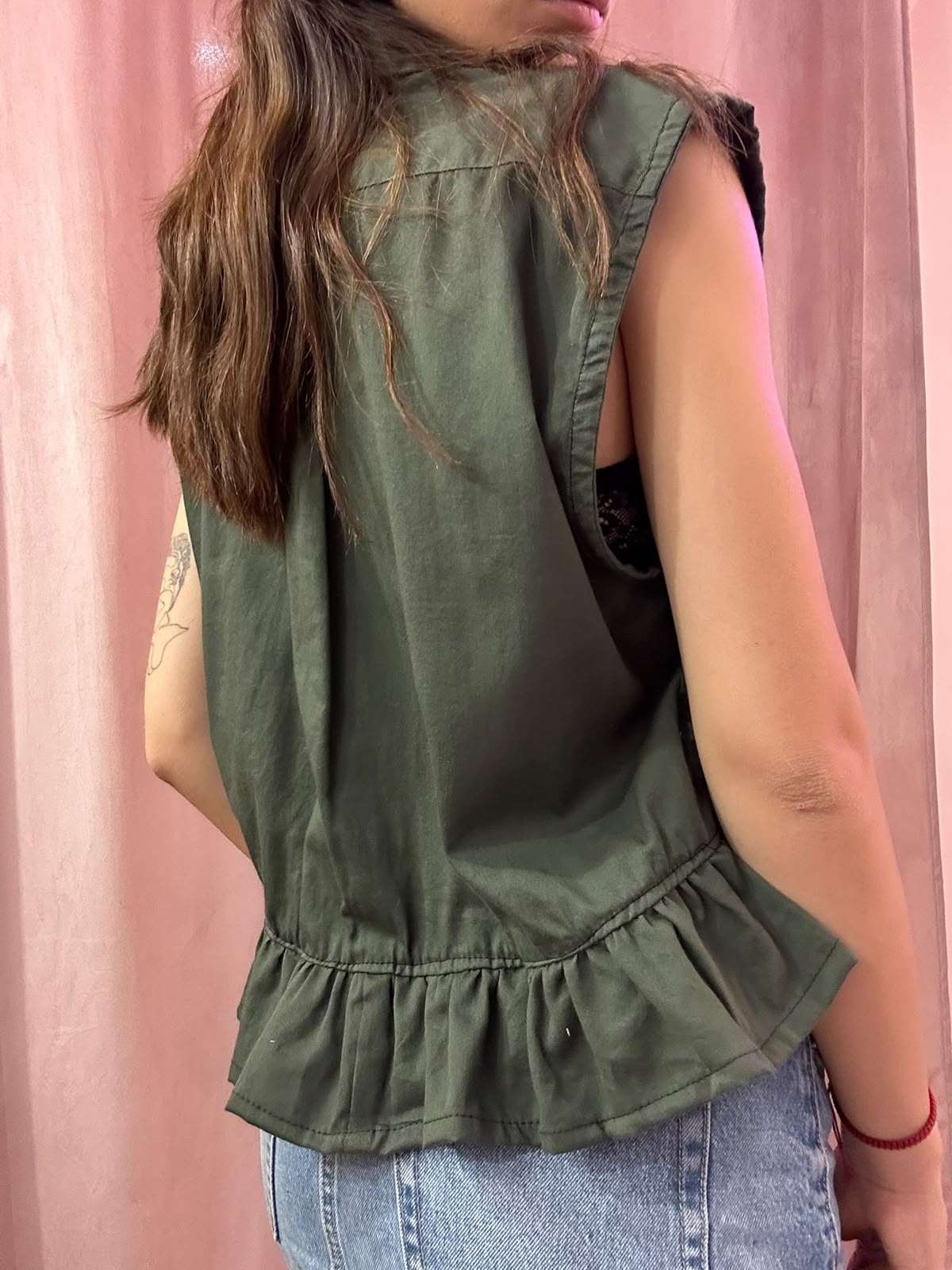 Camicia Ralph Lauren upcycling volant verdone