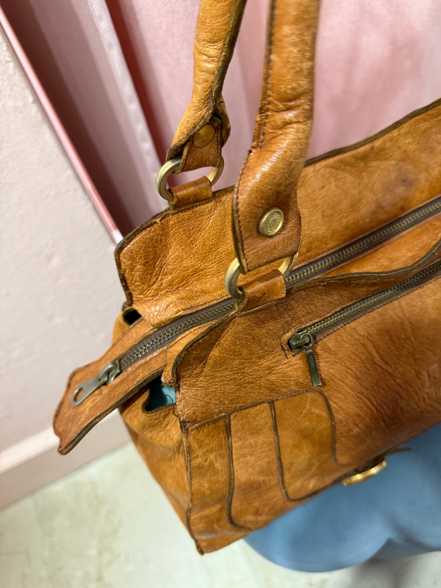 Borsa in pelle color cuoio y2k