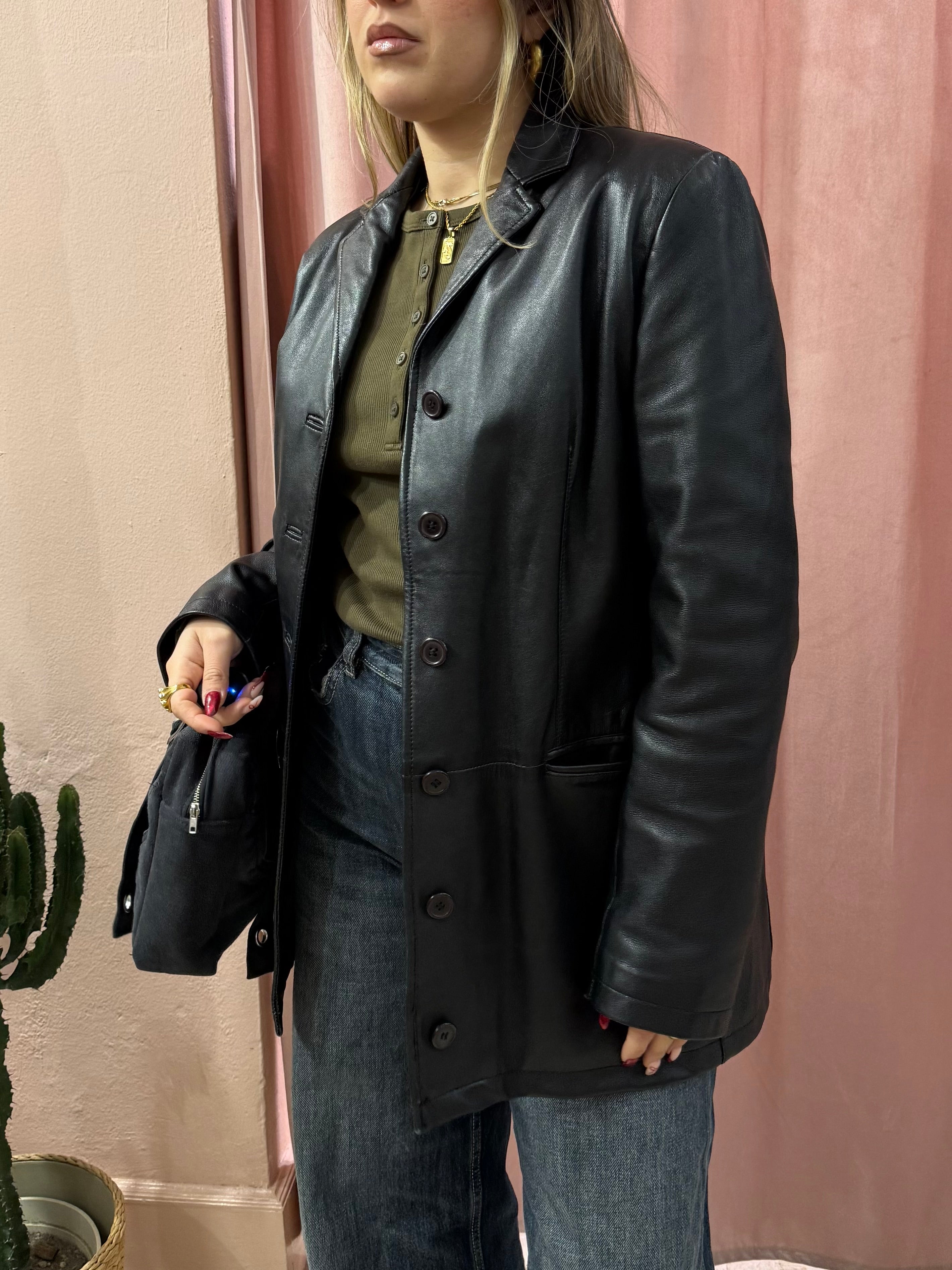 Giacca in vera pelle nera