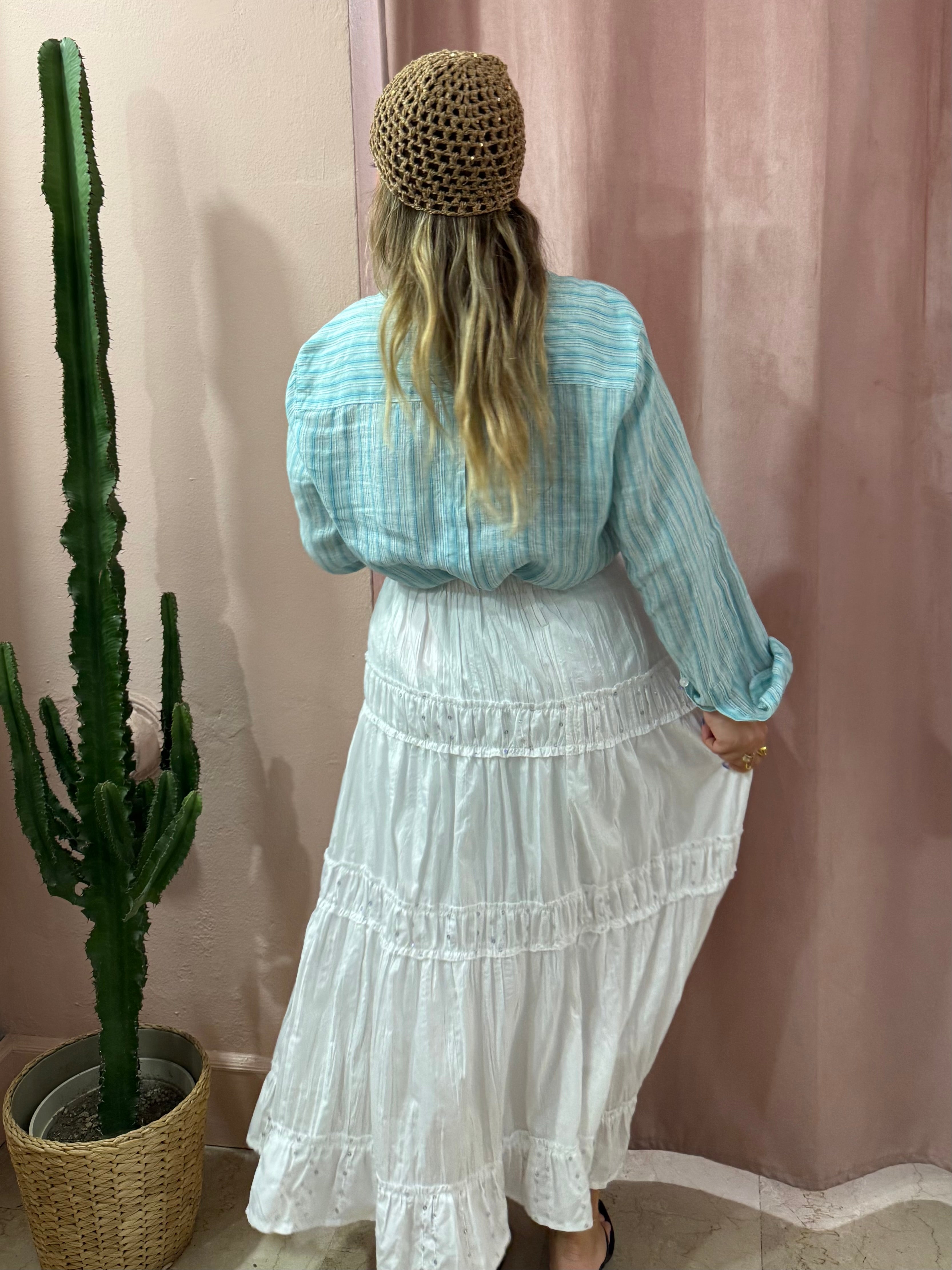 Maxi gonna bianca con dettaglio in paillettes