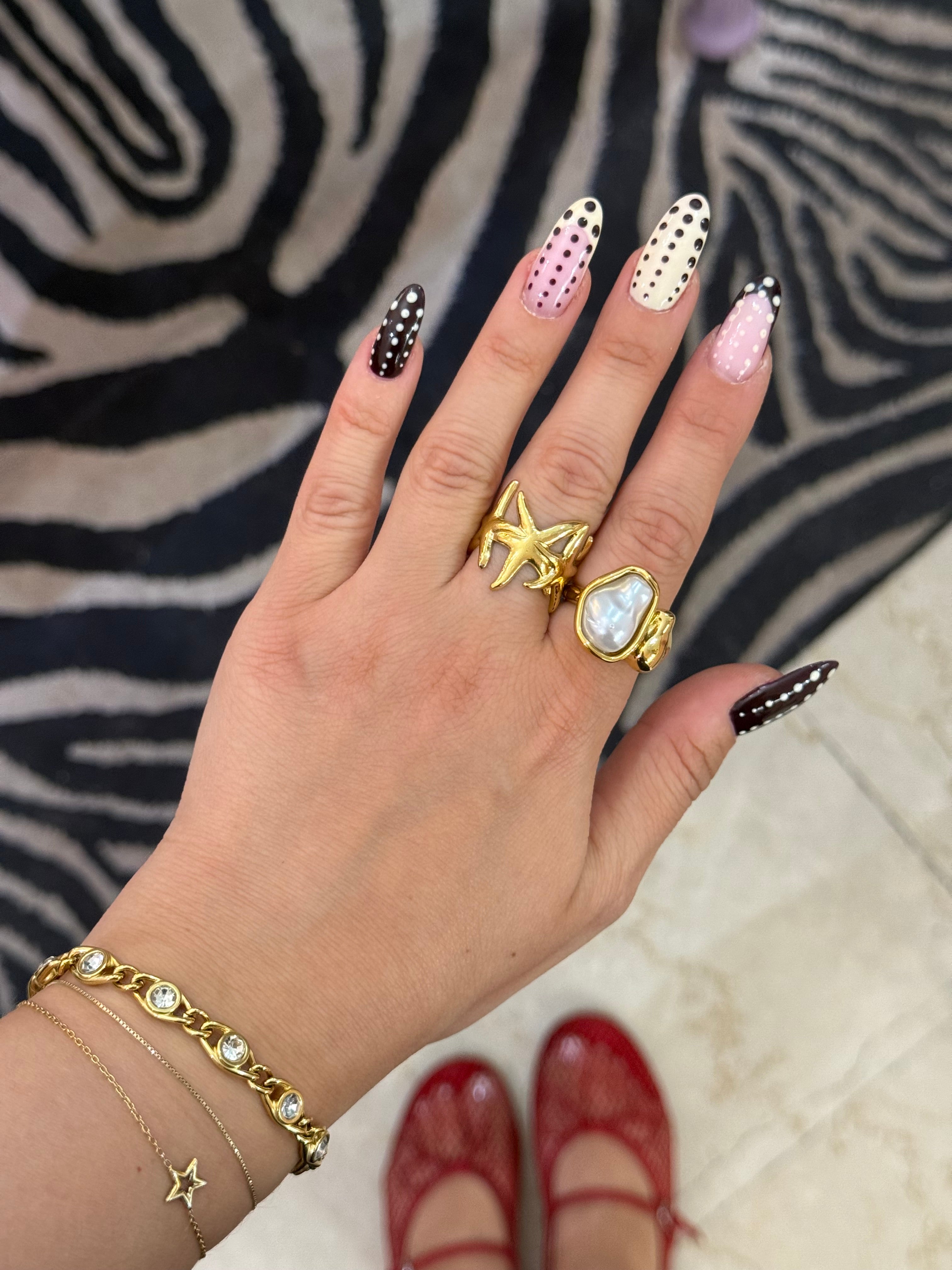 Anello stella marina con strass