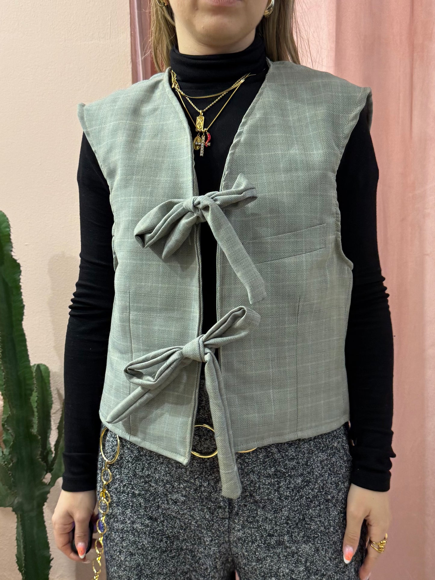 Gilet upcycling fiocchi principe di Galles