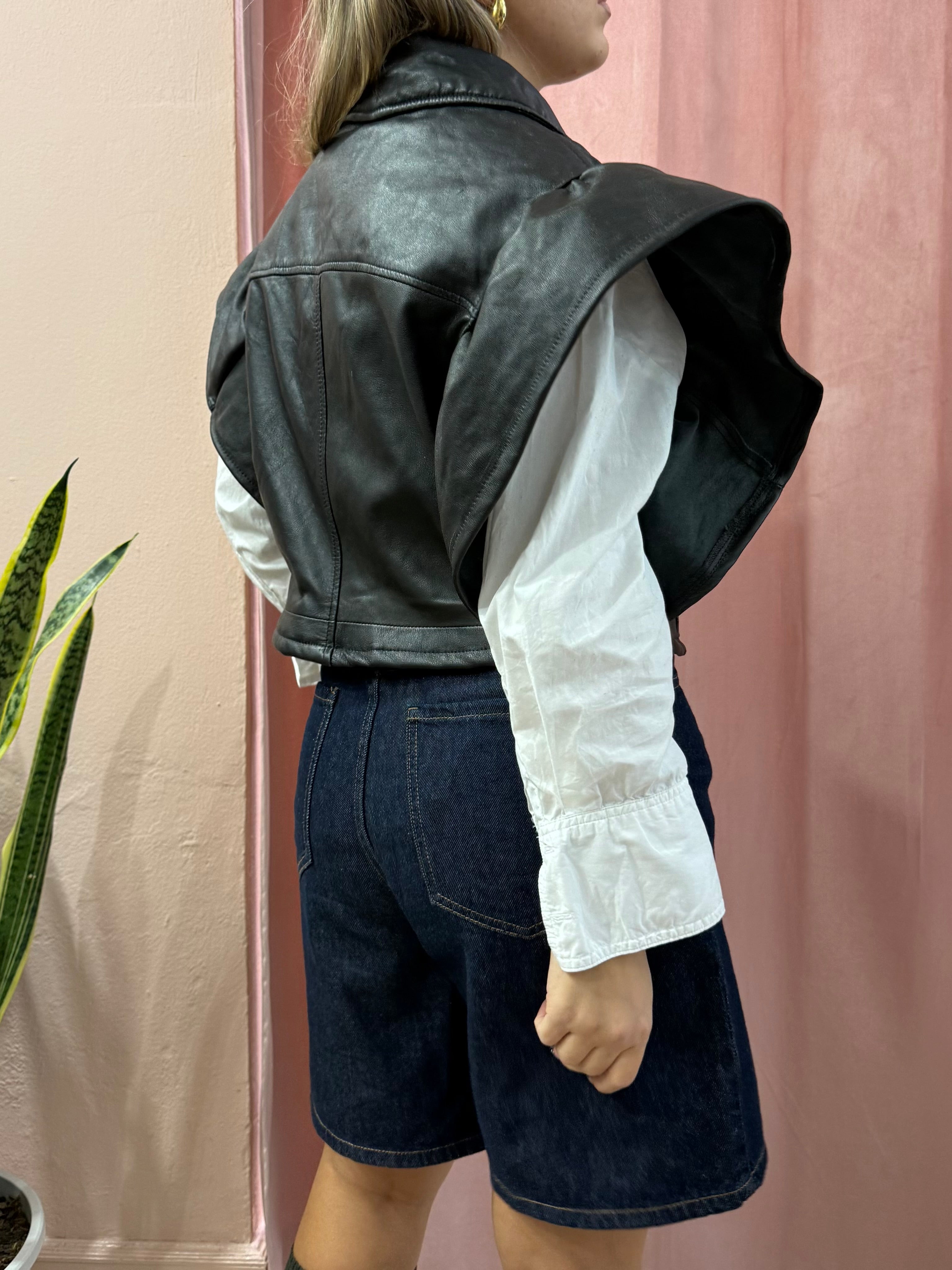 Gilet in vera pelle con voulant