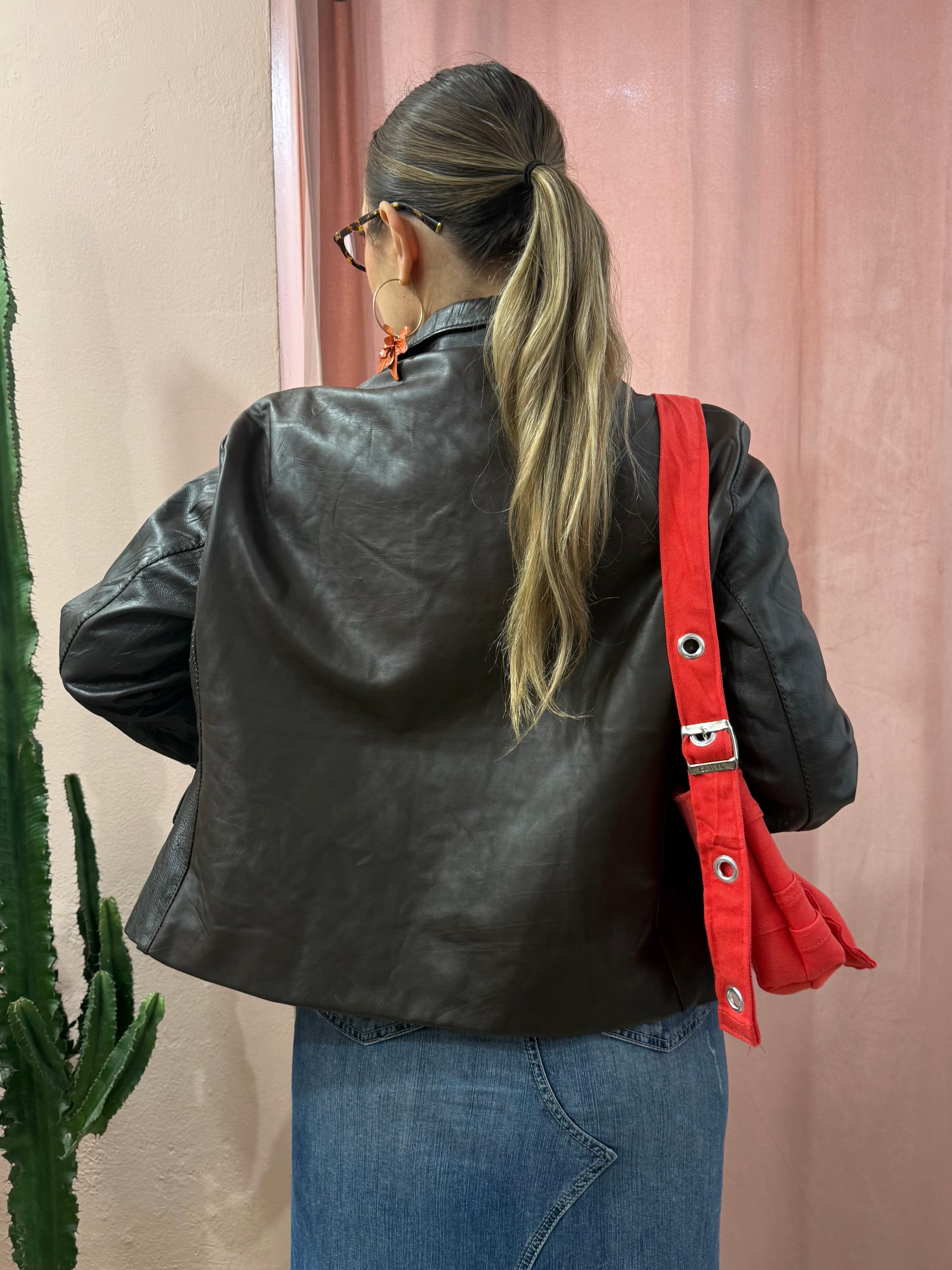 Blazer in pelle cioccolato