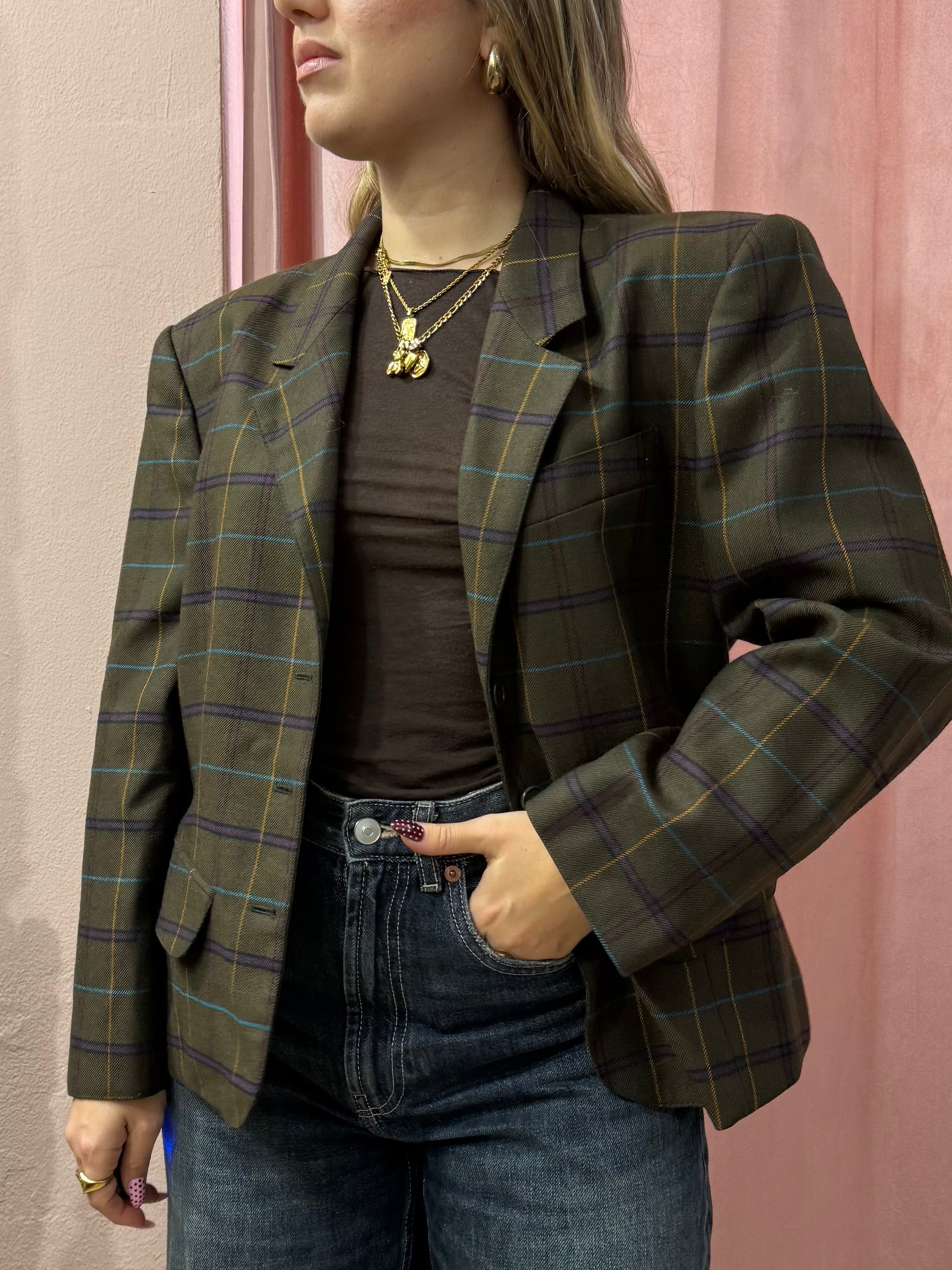 Blazer quadrettato in lana