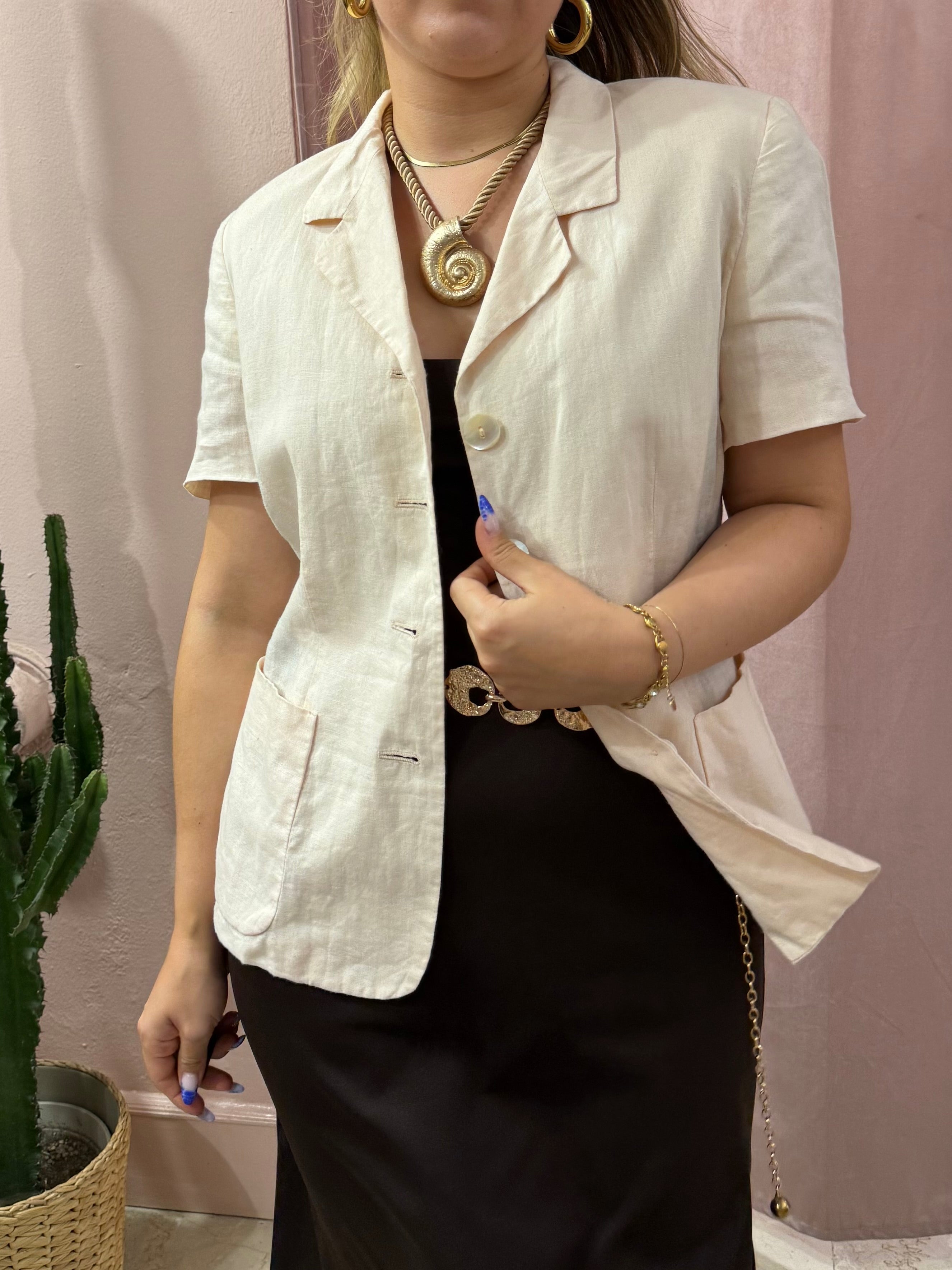 Blazer Max Mara rosa cipria in puro lino