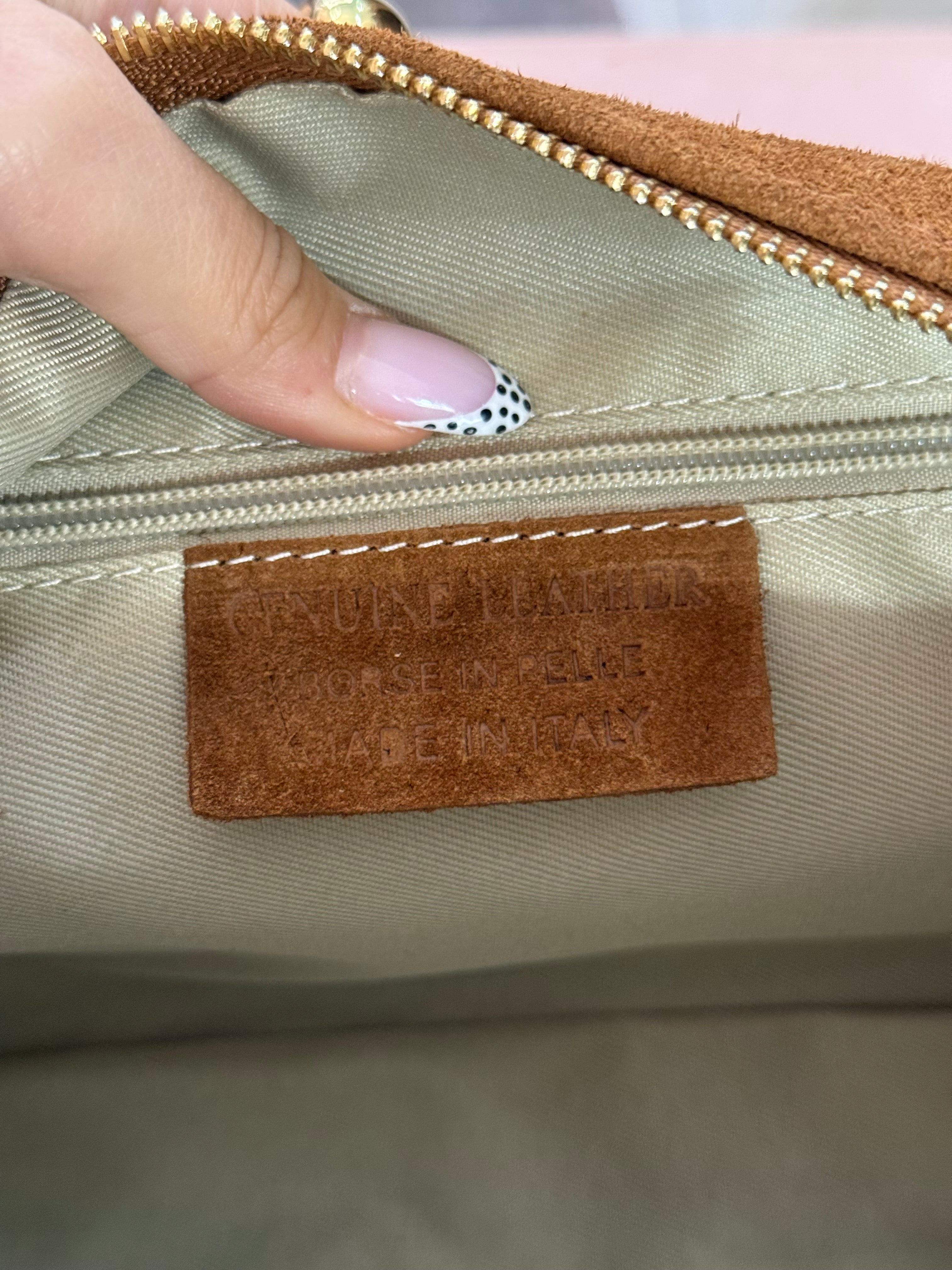 Borsa in vera pelle scamosciata