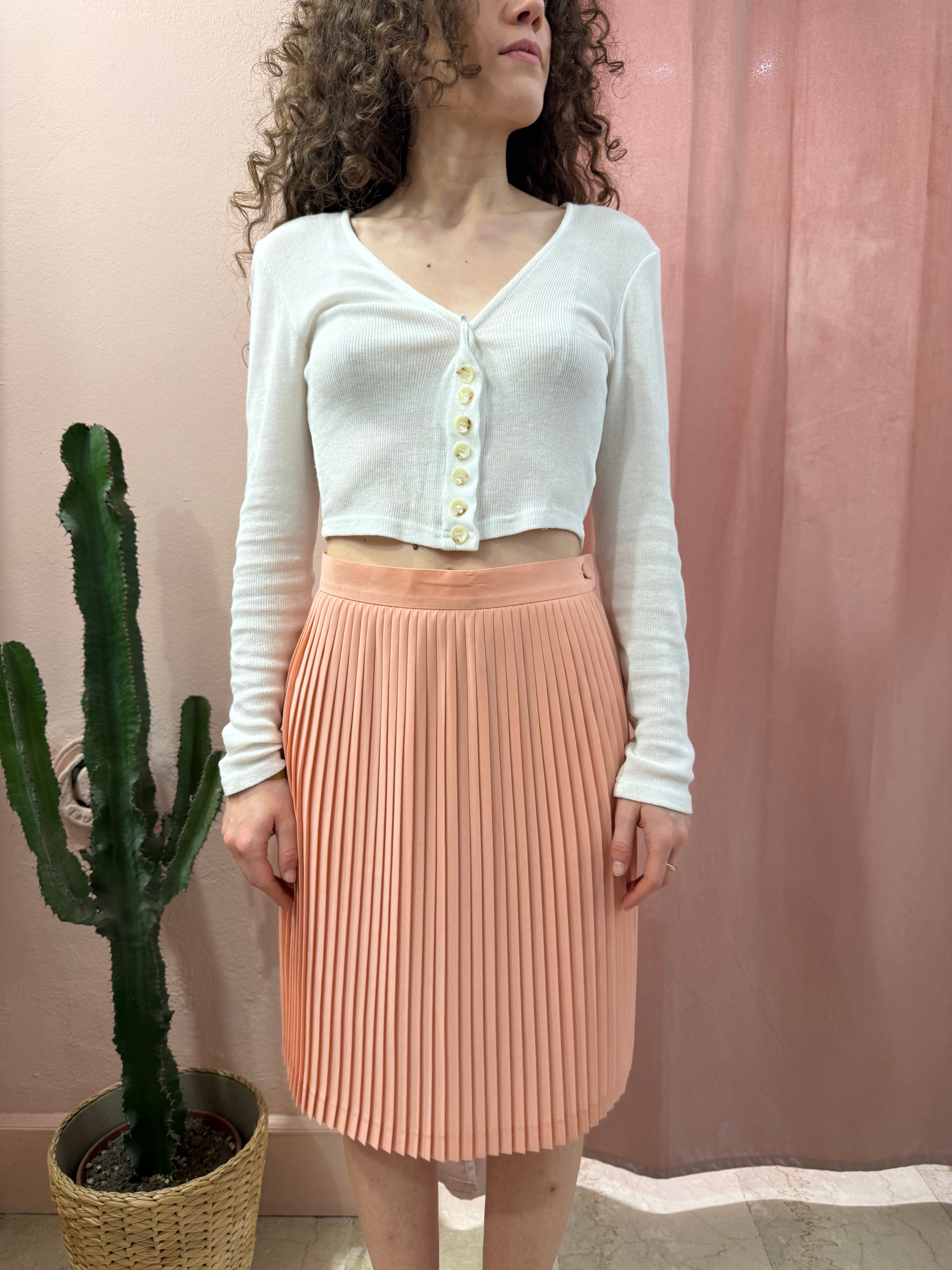 Gonna vintage plissé color pesca