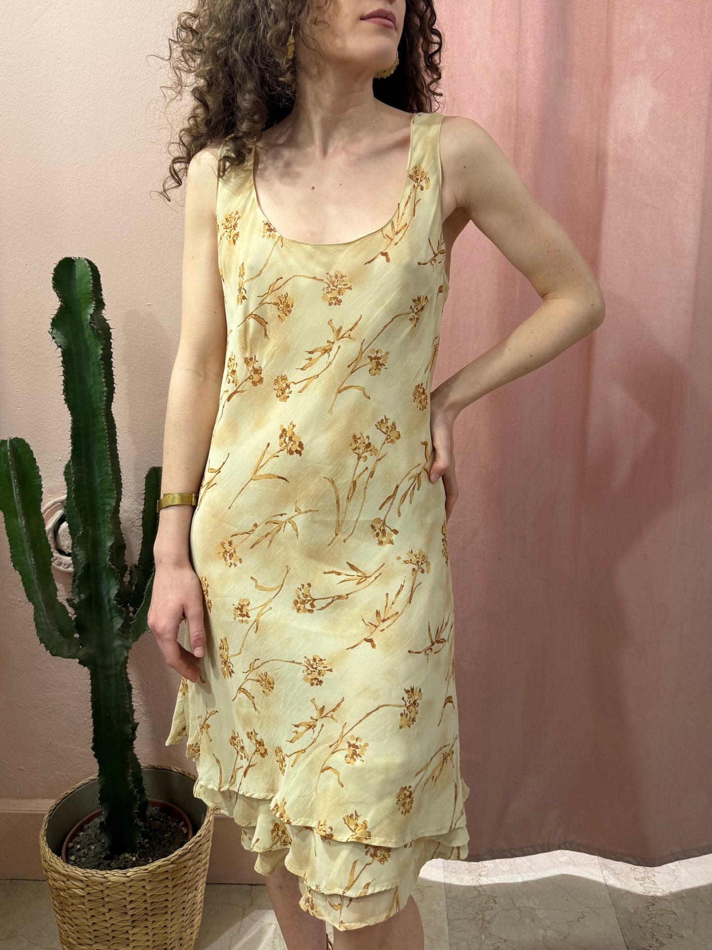 Vestito morbido crema in fantasia