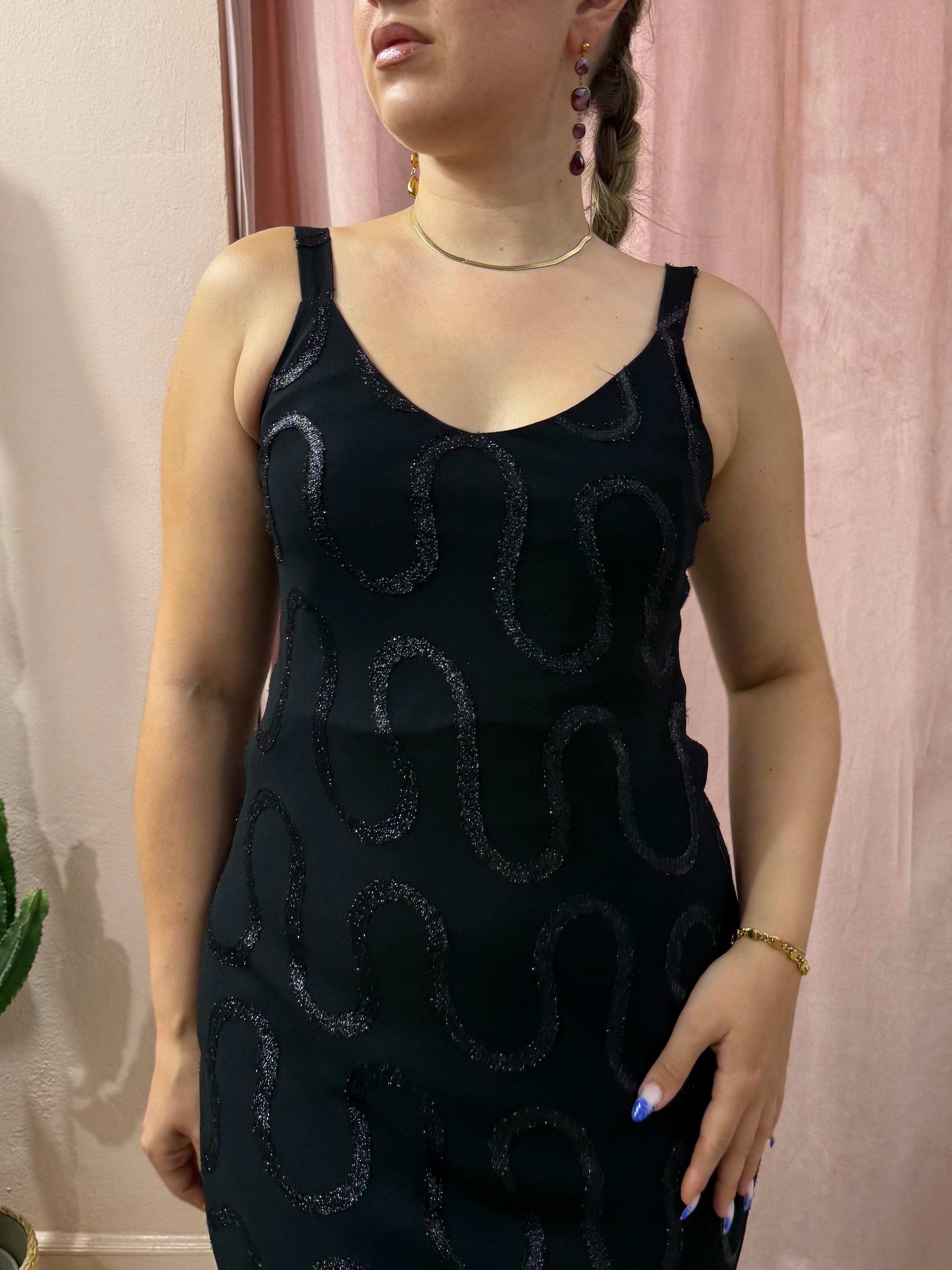 Vestito nero con inserti in lurex