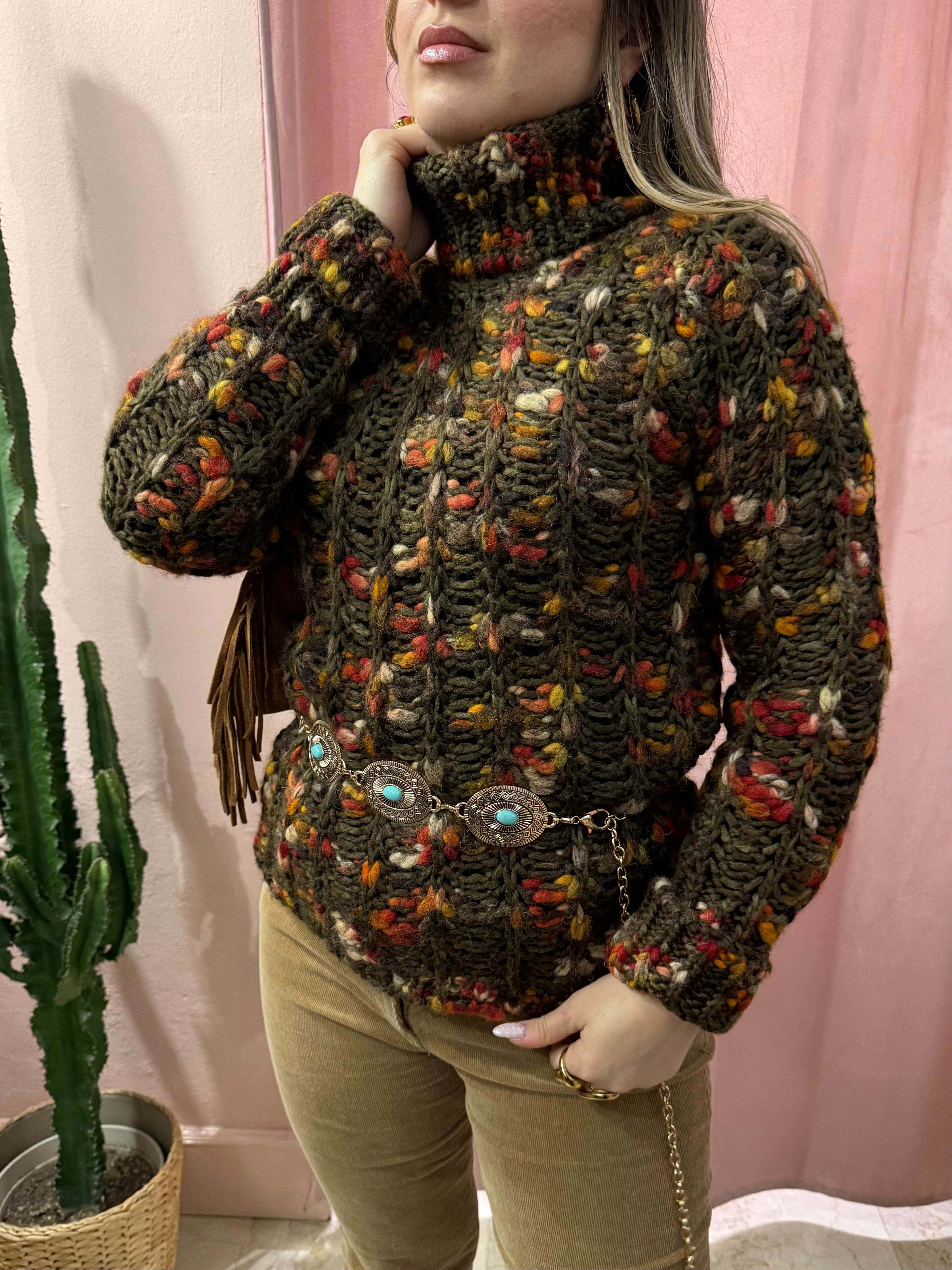 Maglione a collo alto mélange in lana