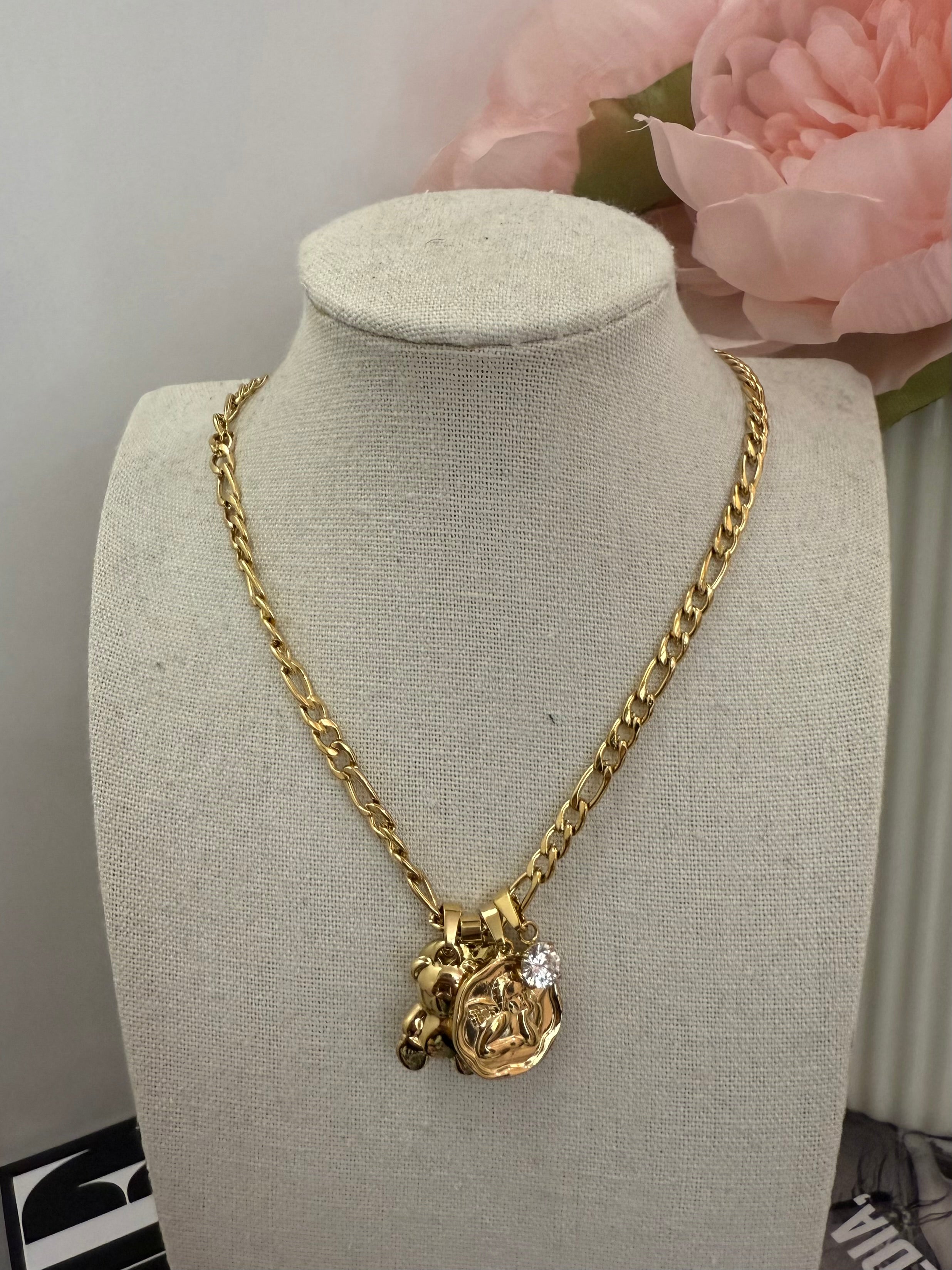 Collana multi charm cuore