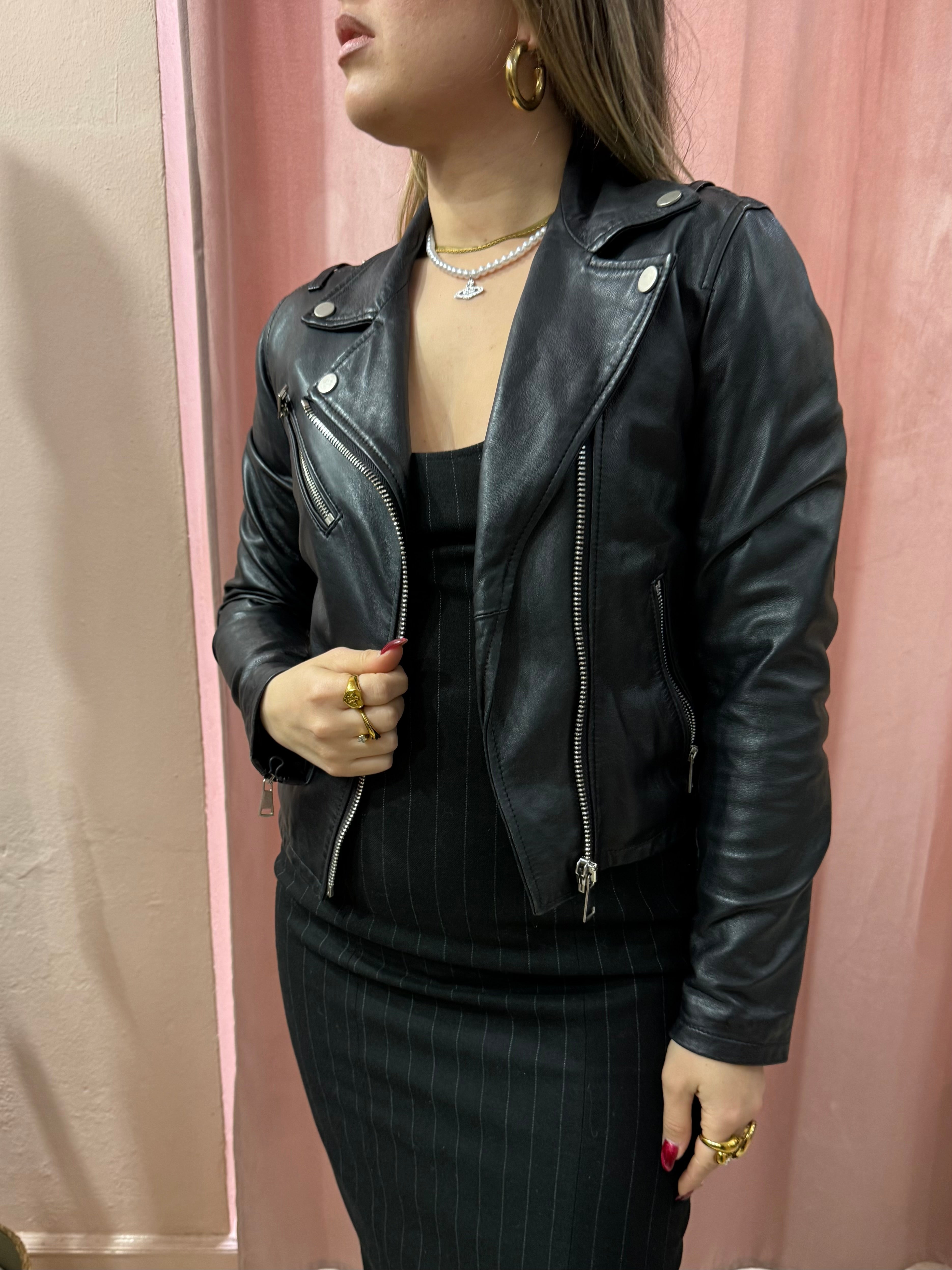 Chiodo in vera pelle nero