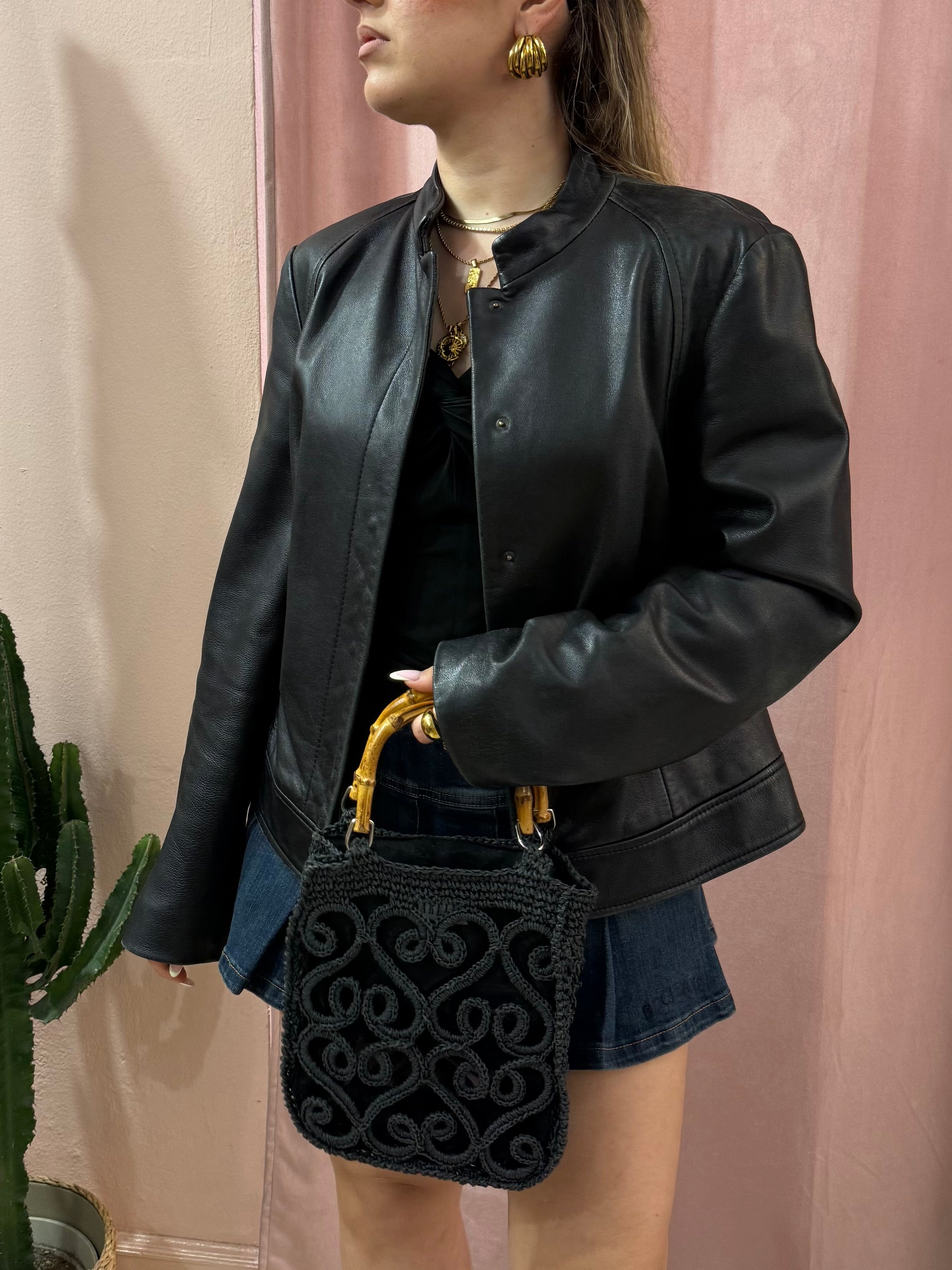 Giacca in vera pelle nera