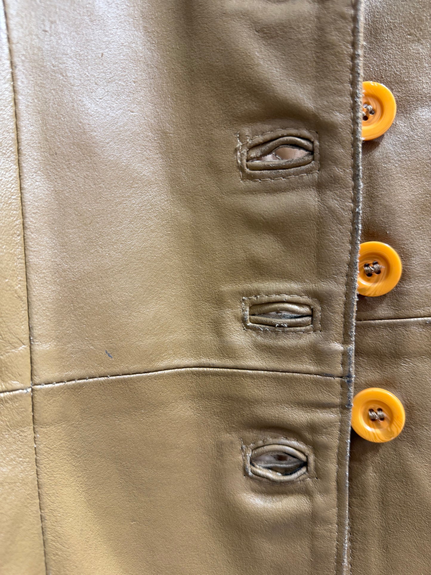 Giacca lunga in pelle color biscotto