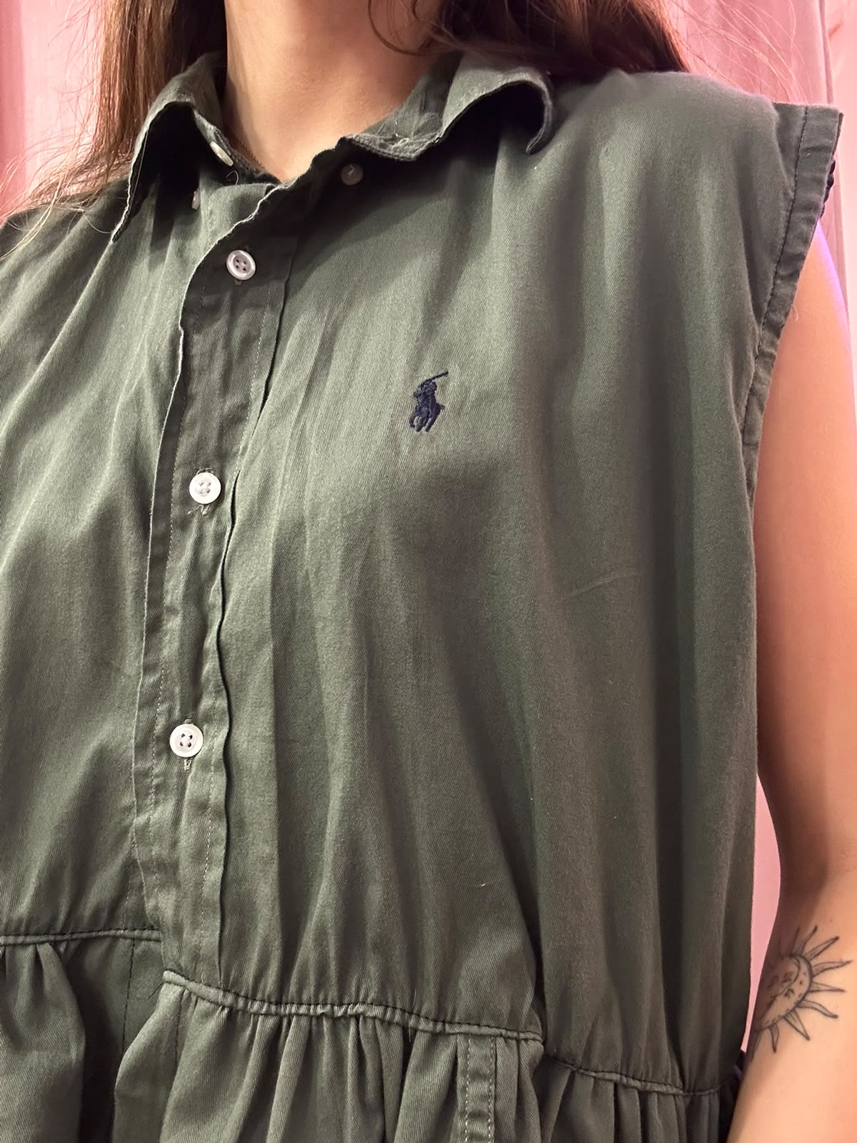 Camicia Ralph Lauren upcycling volant verdone