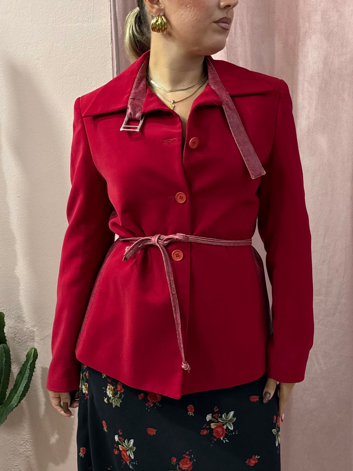 Giacca 00s rossa collo alto
