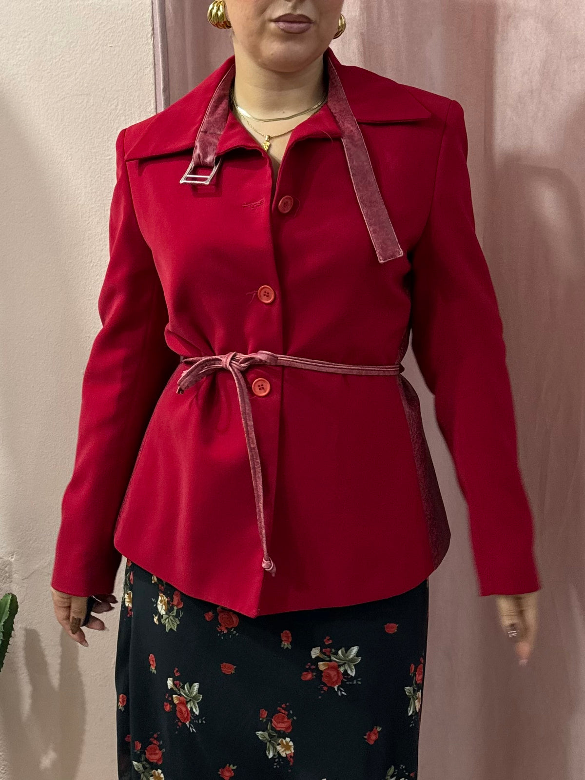 Giacca 00s rossa collo alto