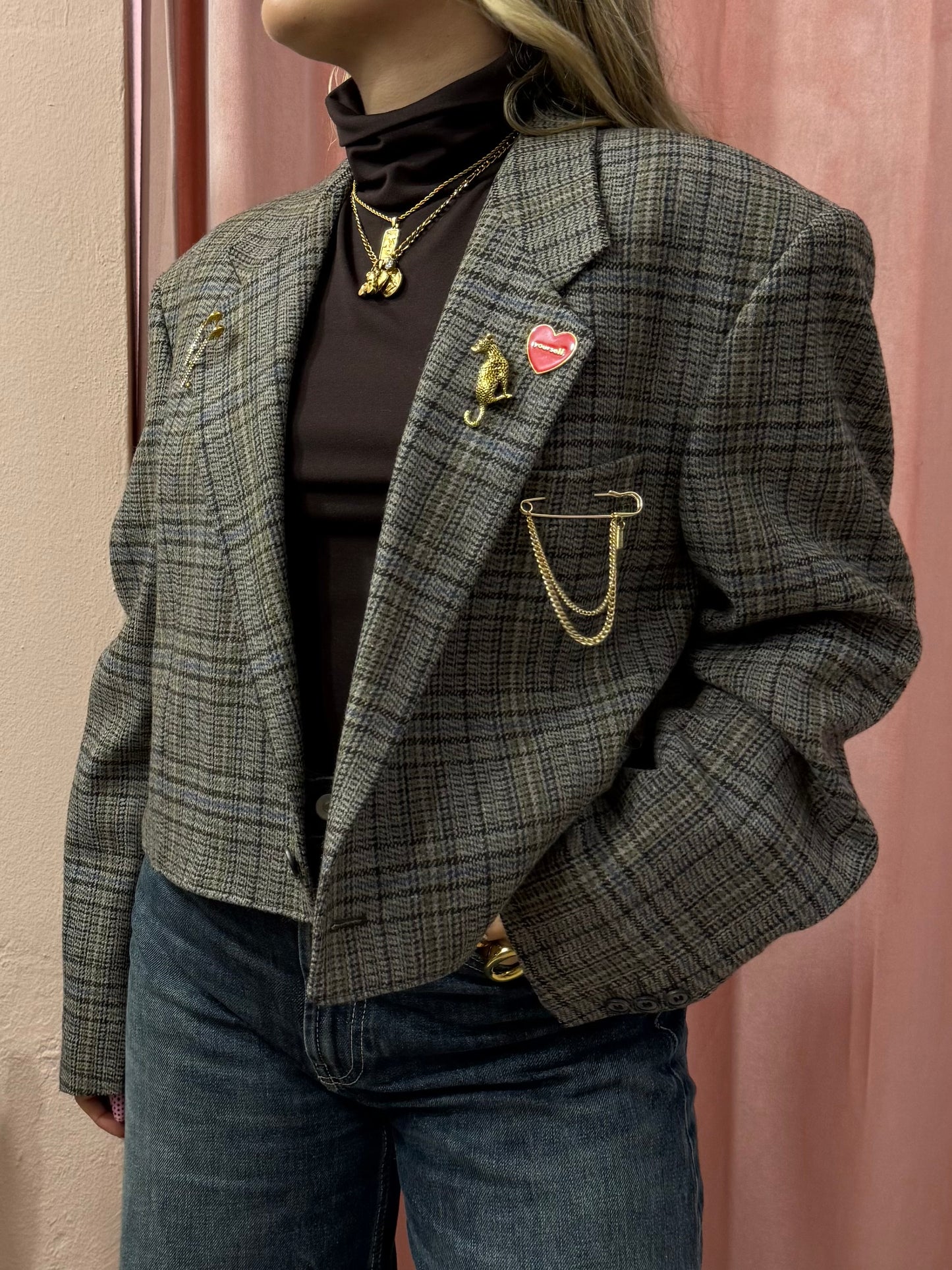 Blazer vintage crop principe di Galles