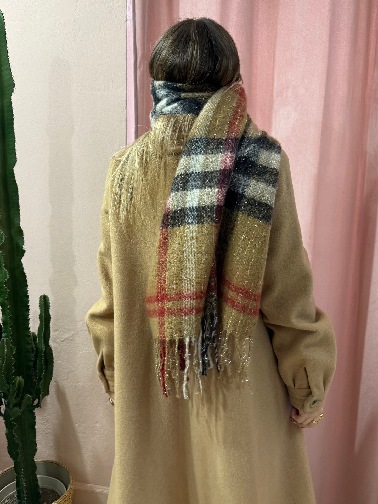 Sciarpa check in misto lana e cashmere