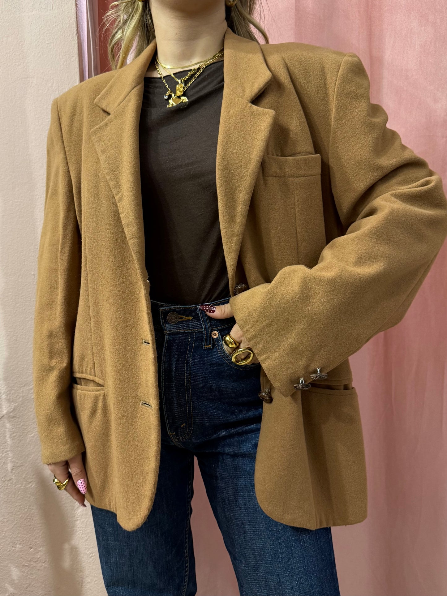 Blazer vintage tabacco misto cashmere