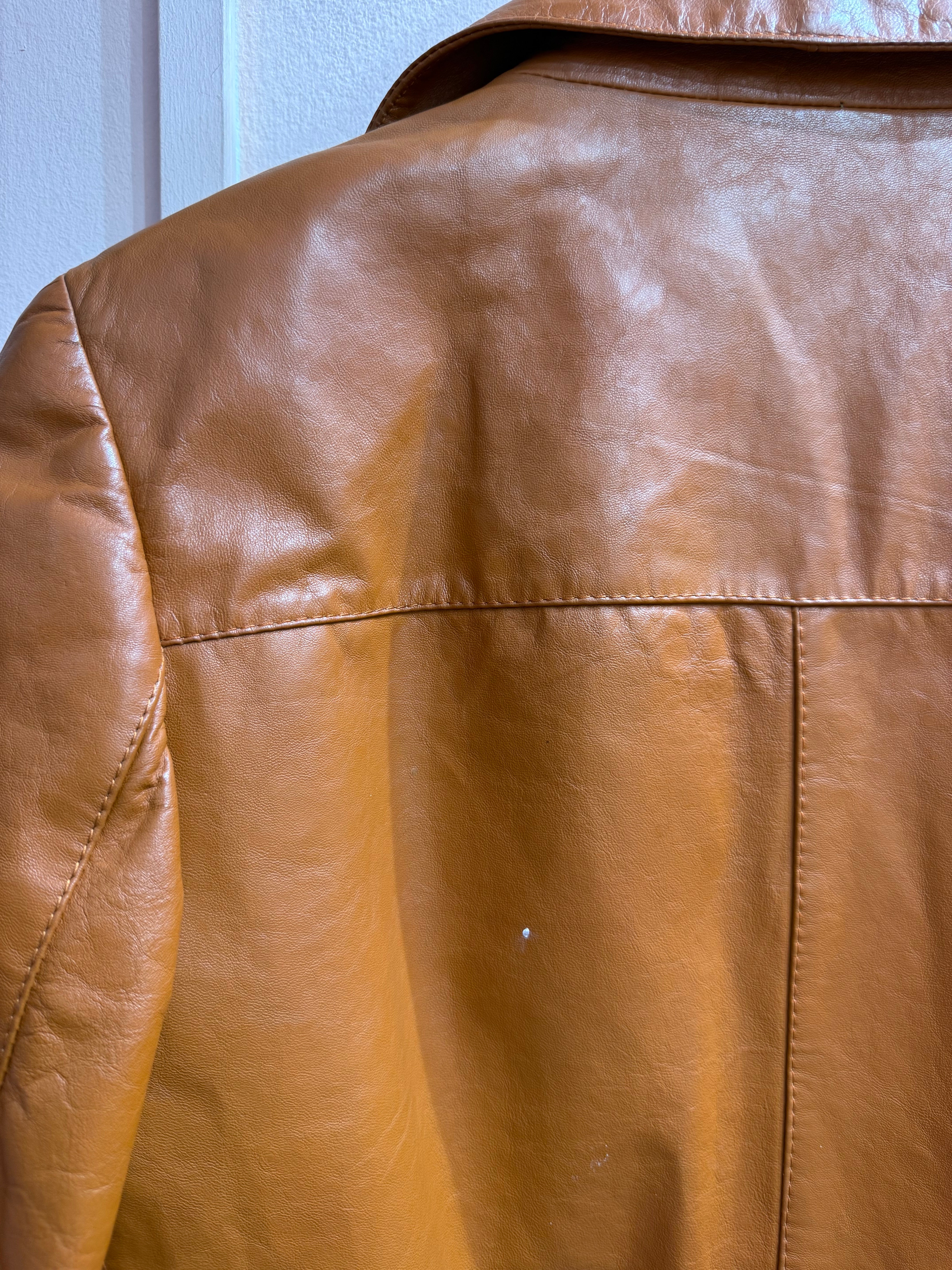 Giacca lunga in pelle mattone