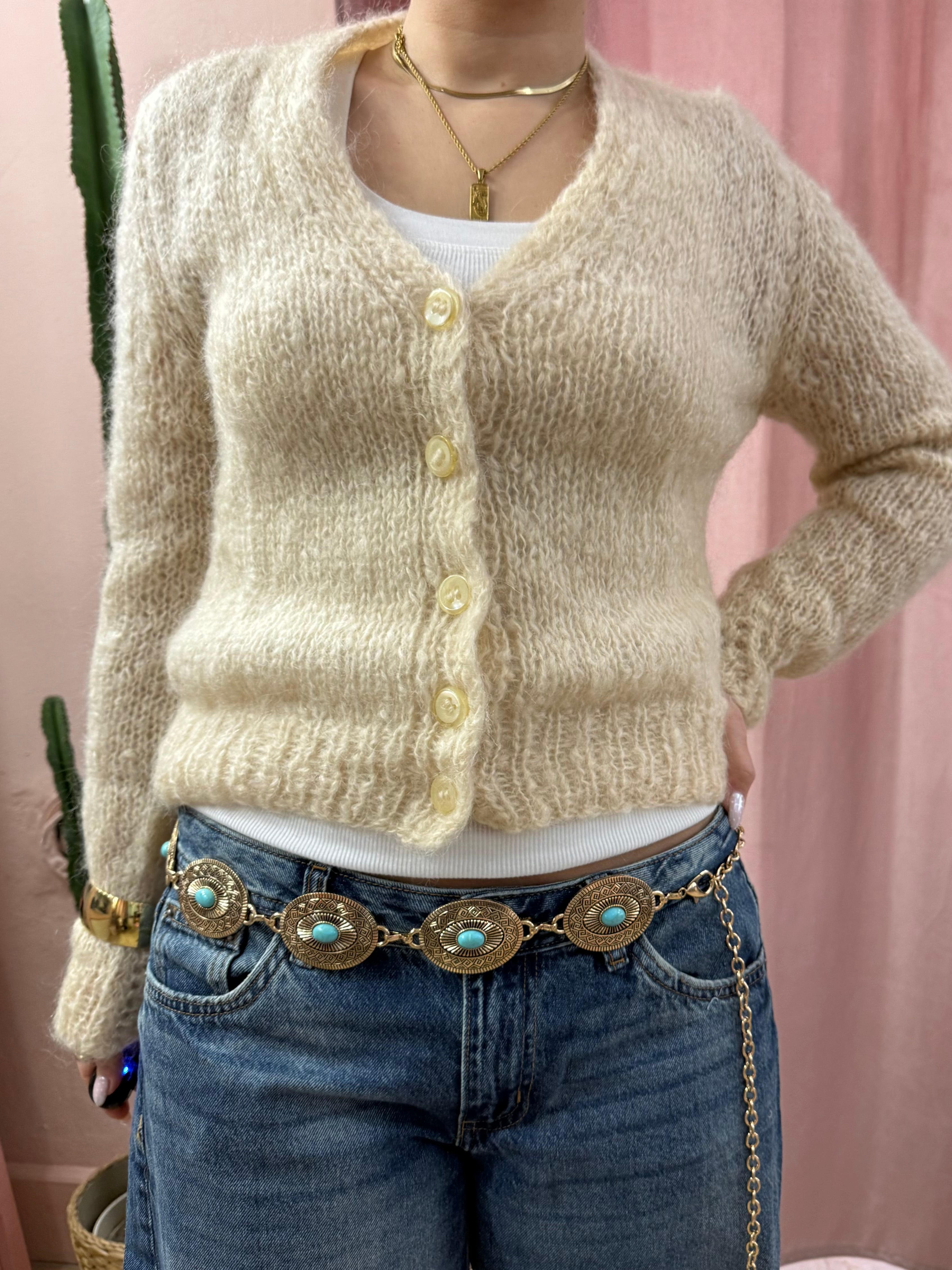 Cardigan panna in lana