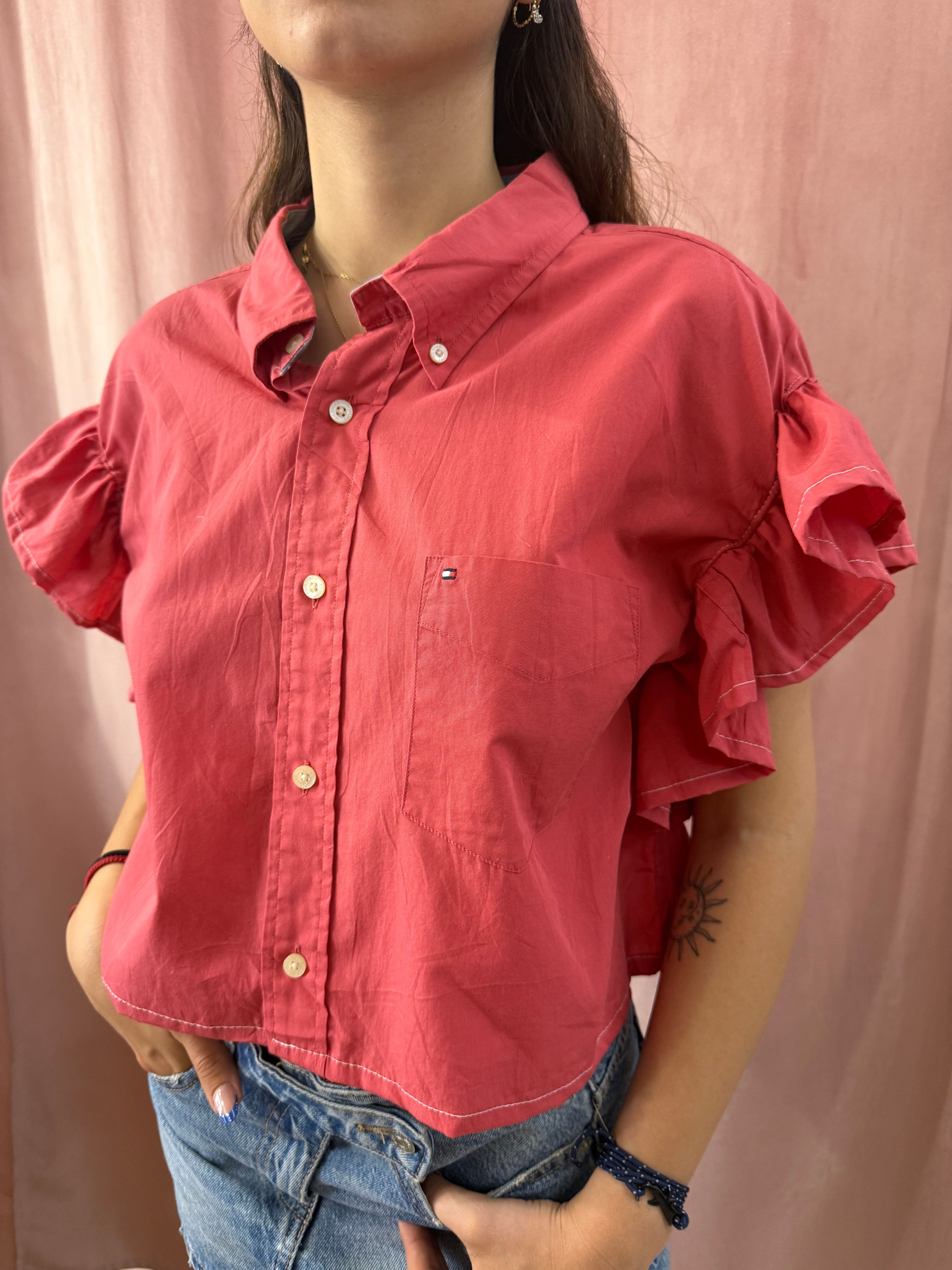 Camicia Tommy Hilfiger upcycling volant fragola