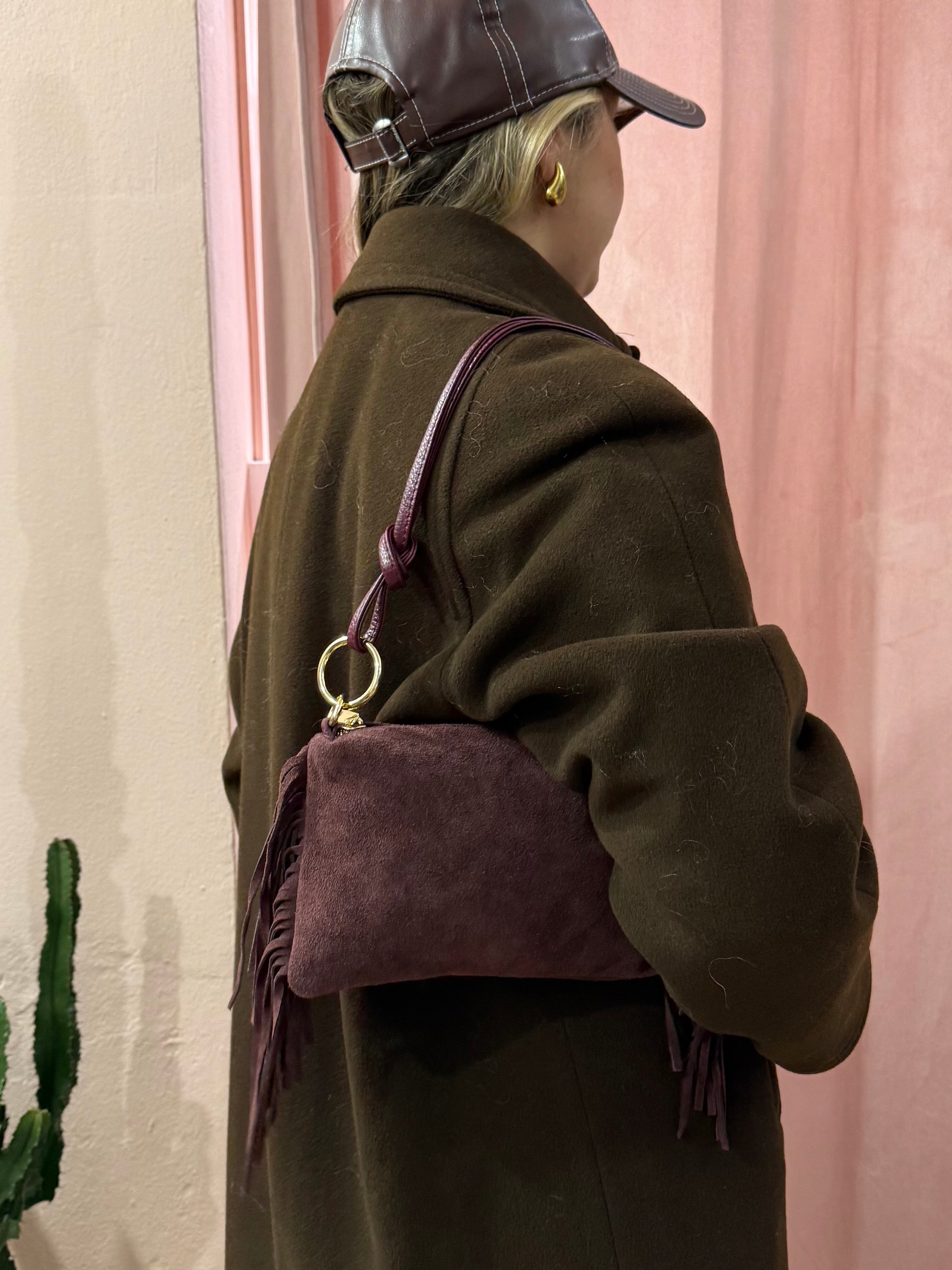 Borsa a spalla in vera pelle scamosciata più colori