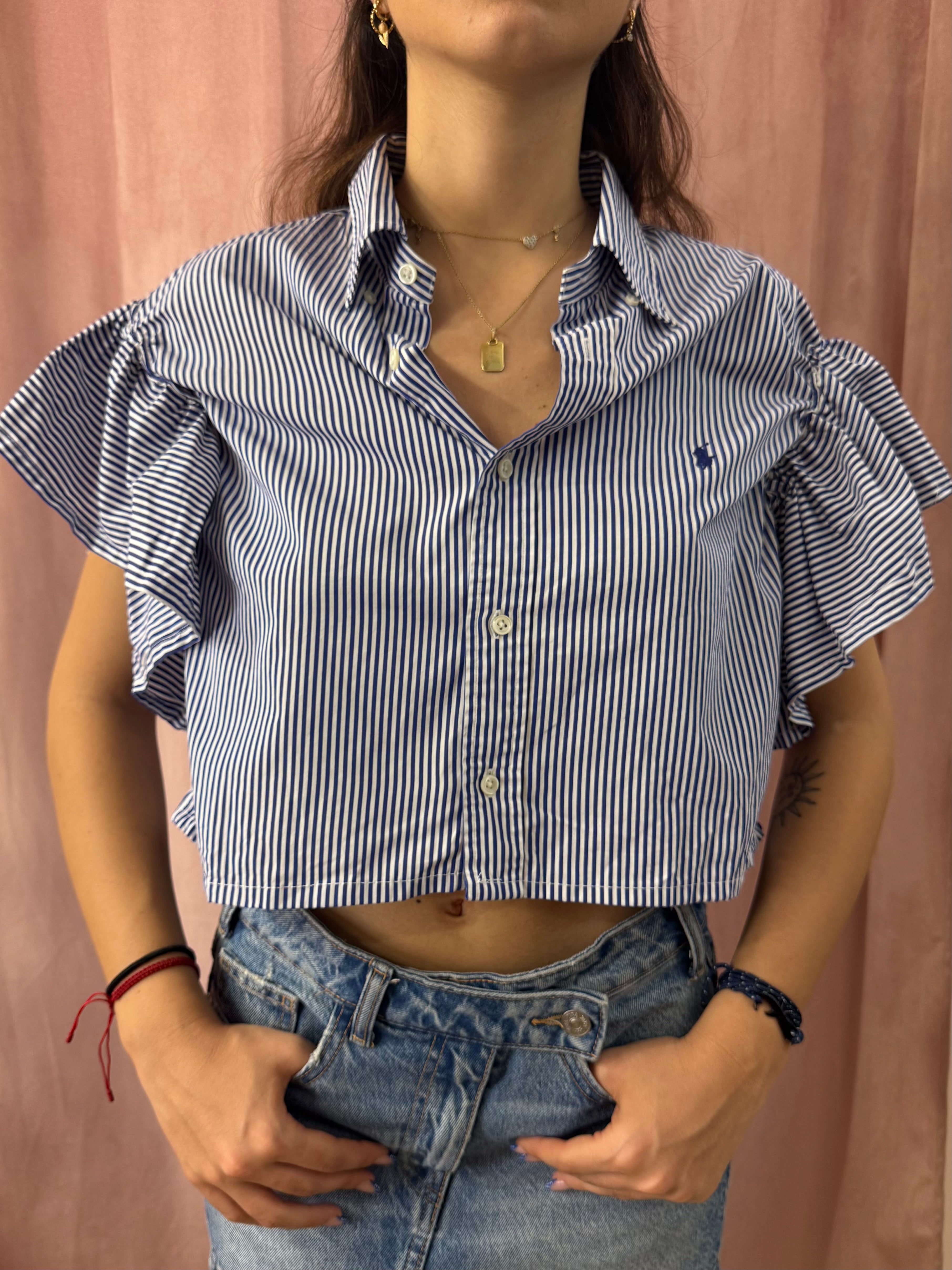 Camicia Ralph Lauren upcycling volant righe