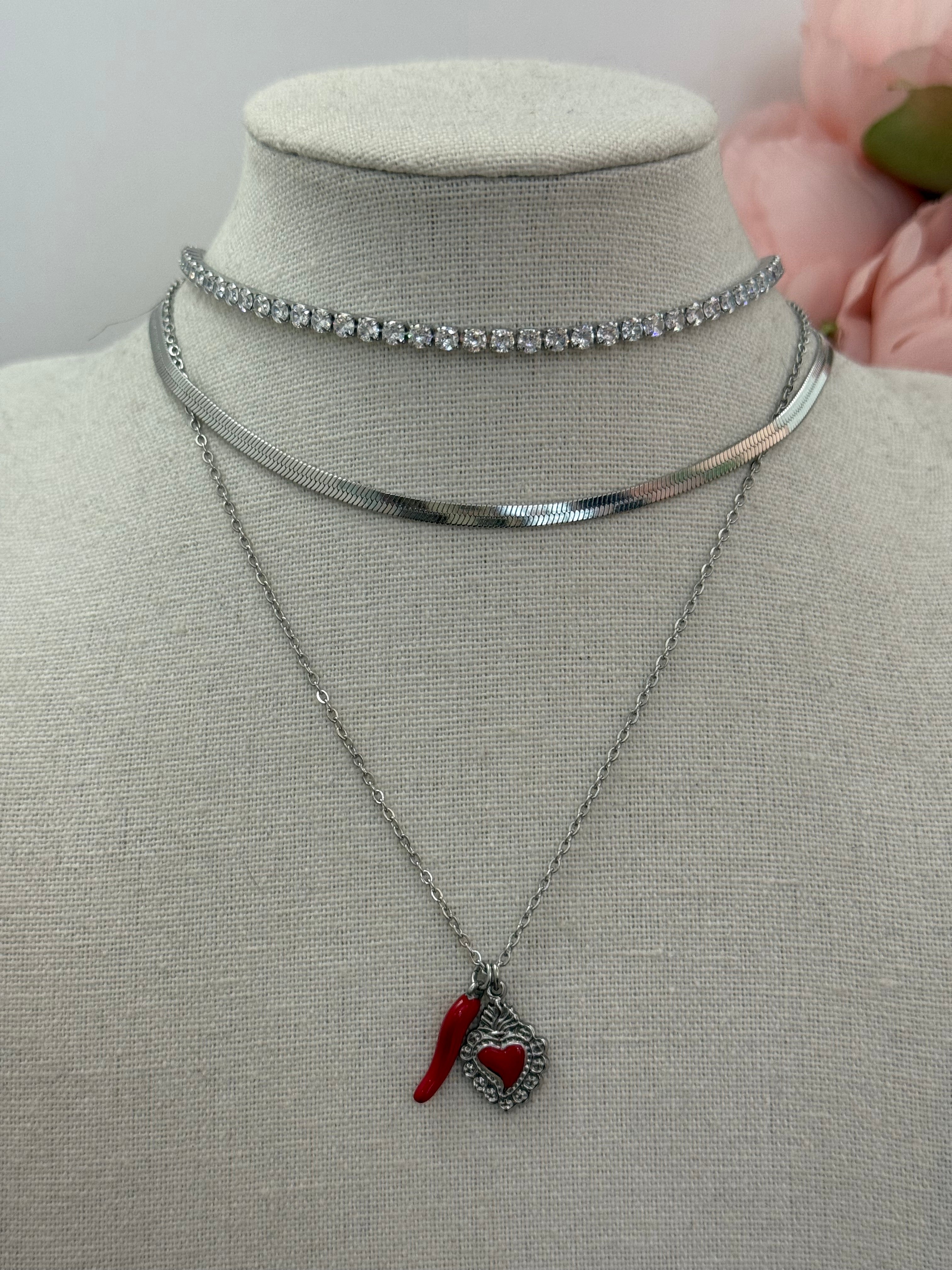 Collana Cuore Sacro portafortuna | più colori