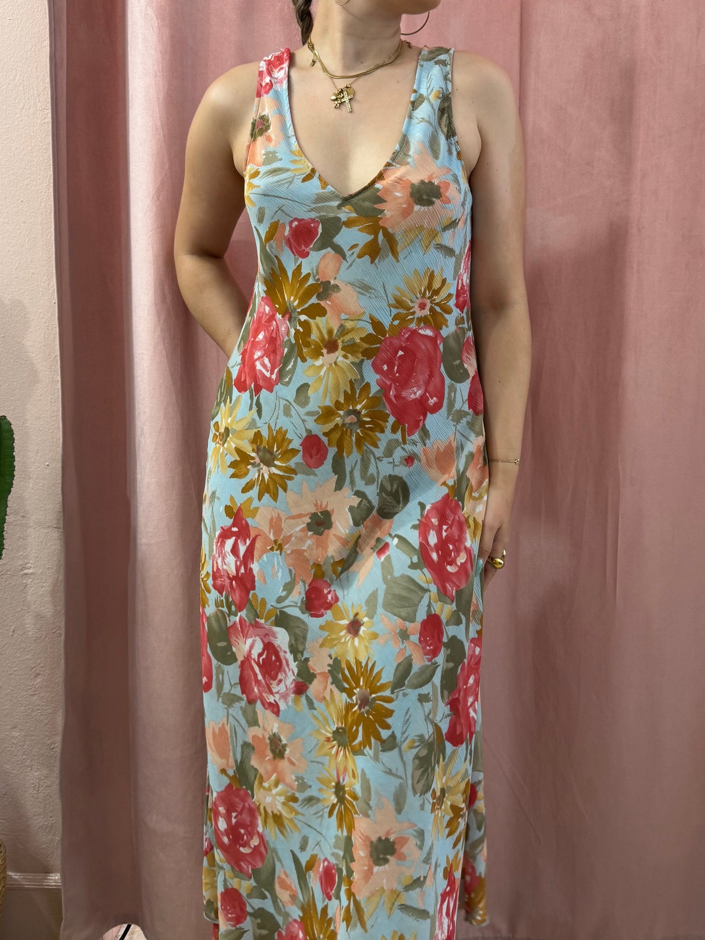 Vestito maxi in fantasia a fiori