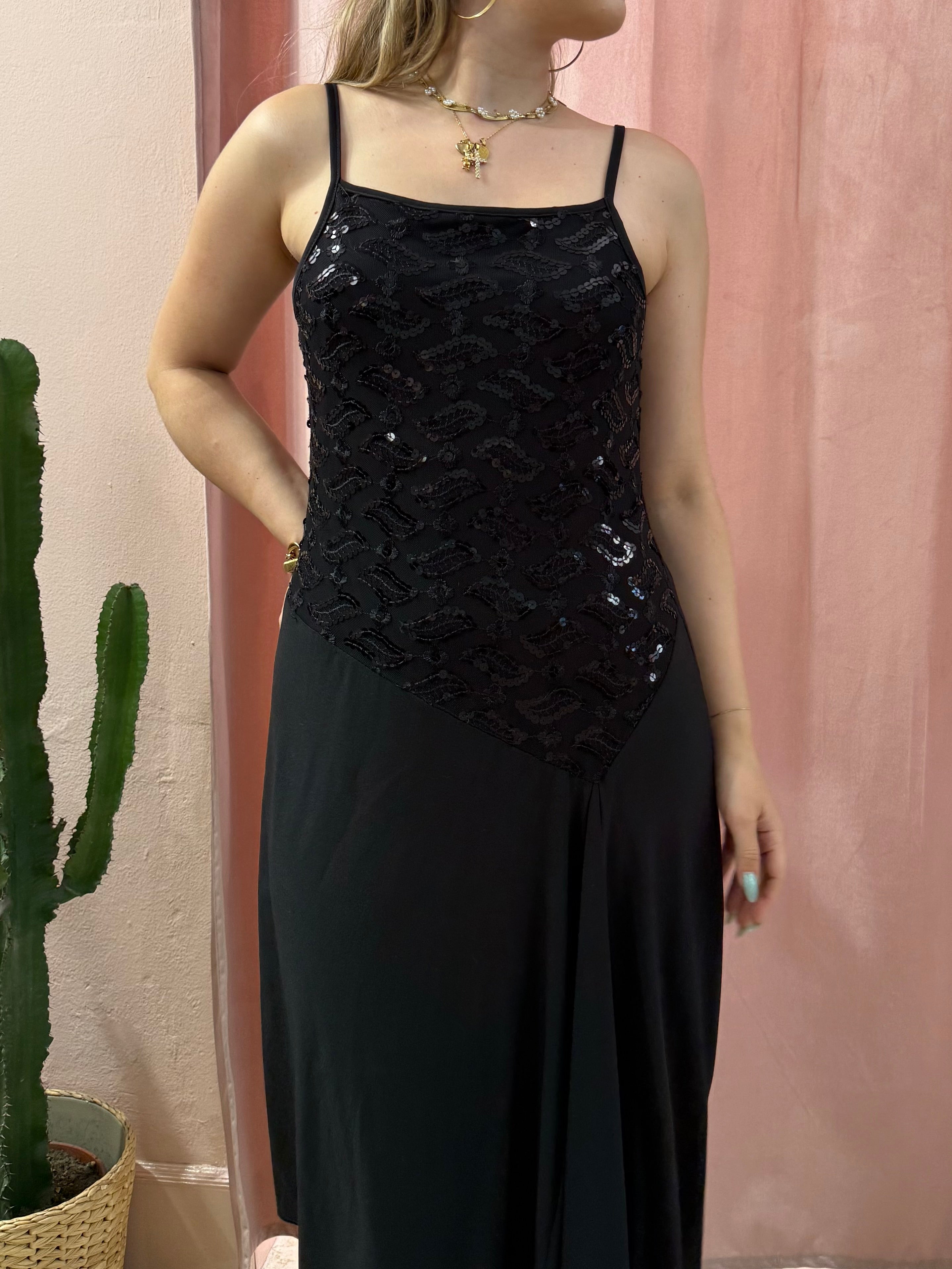 Vestito 2000 nero con paillettes
