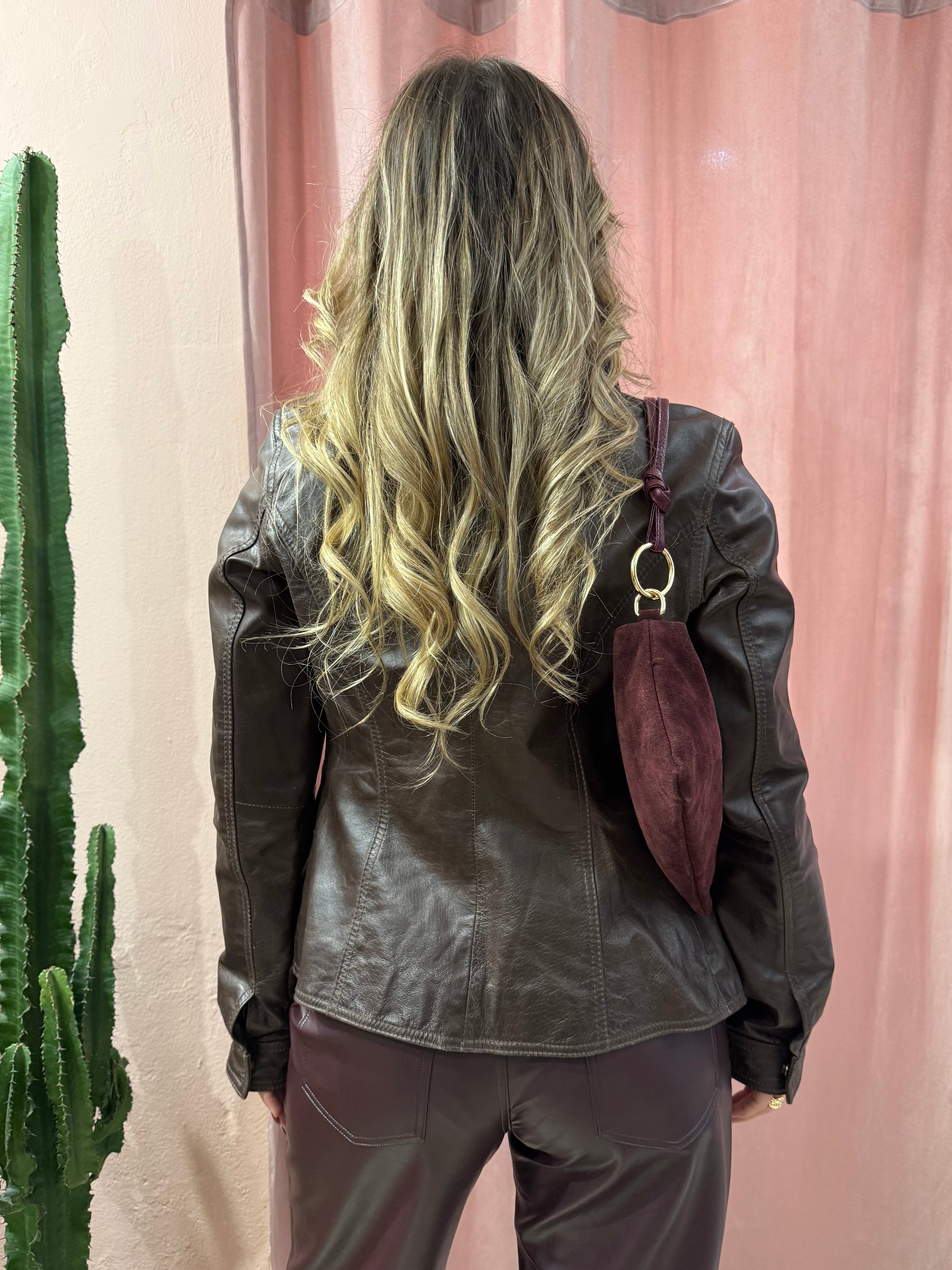 Blazer cioccolato in vera pelle