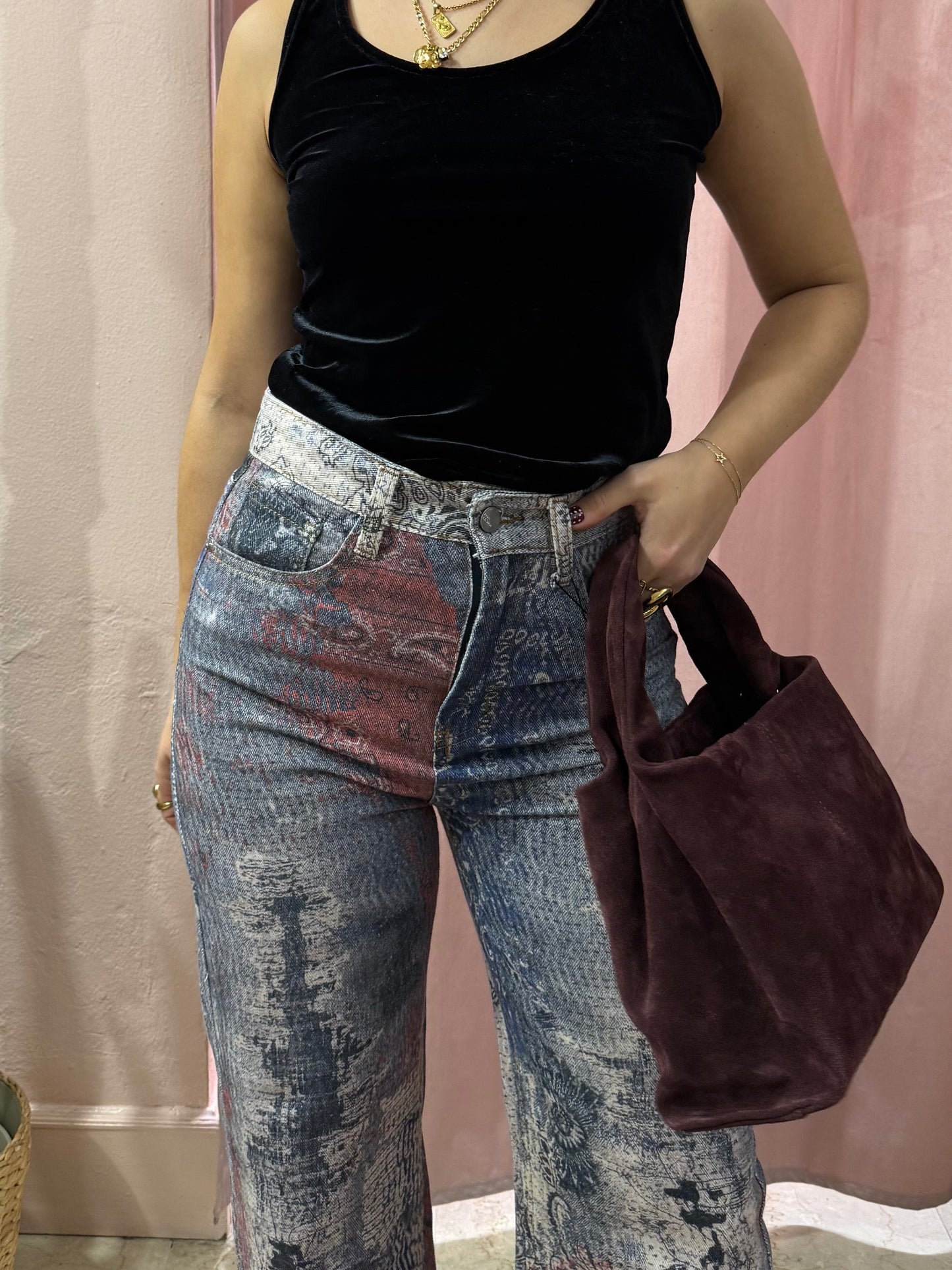 Pantalone wide leg stampa bandana