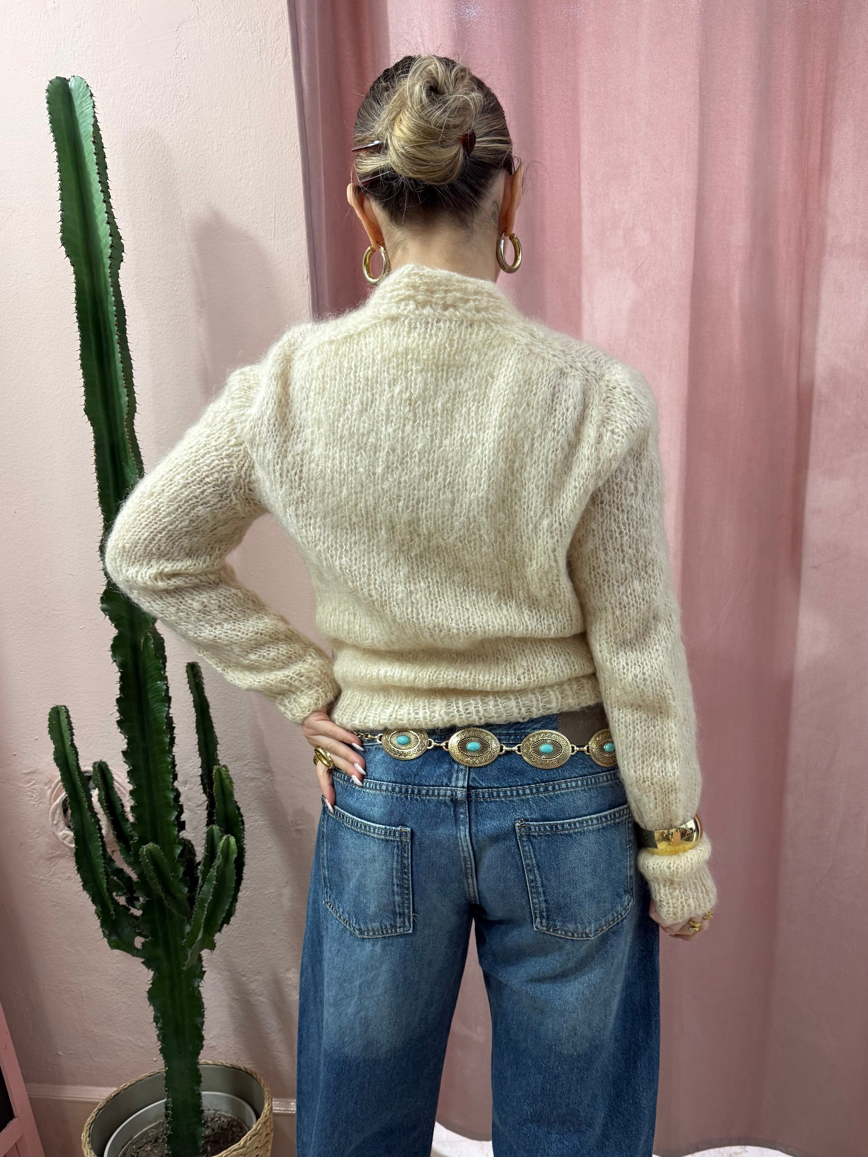 Cardigan panna in lana