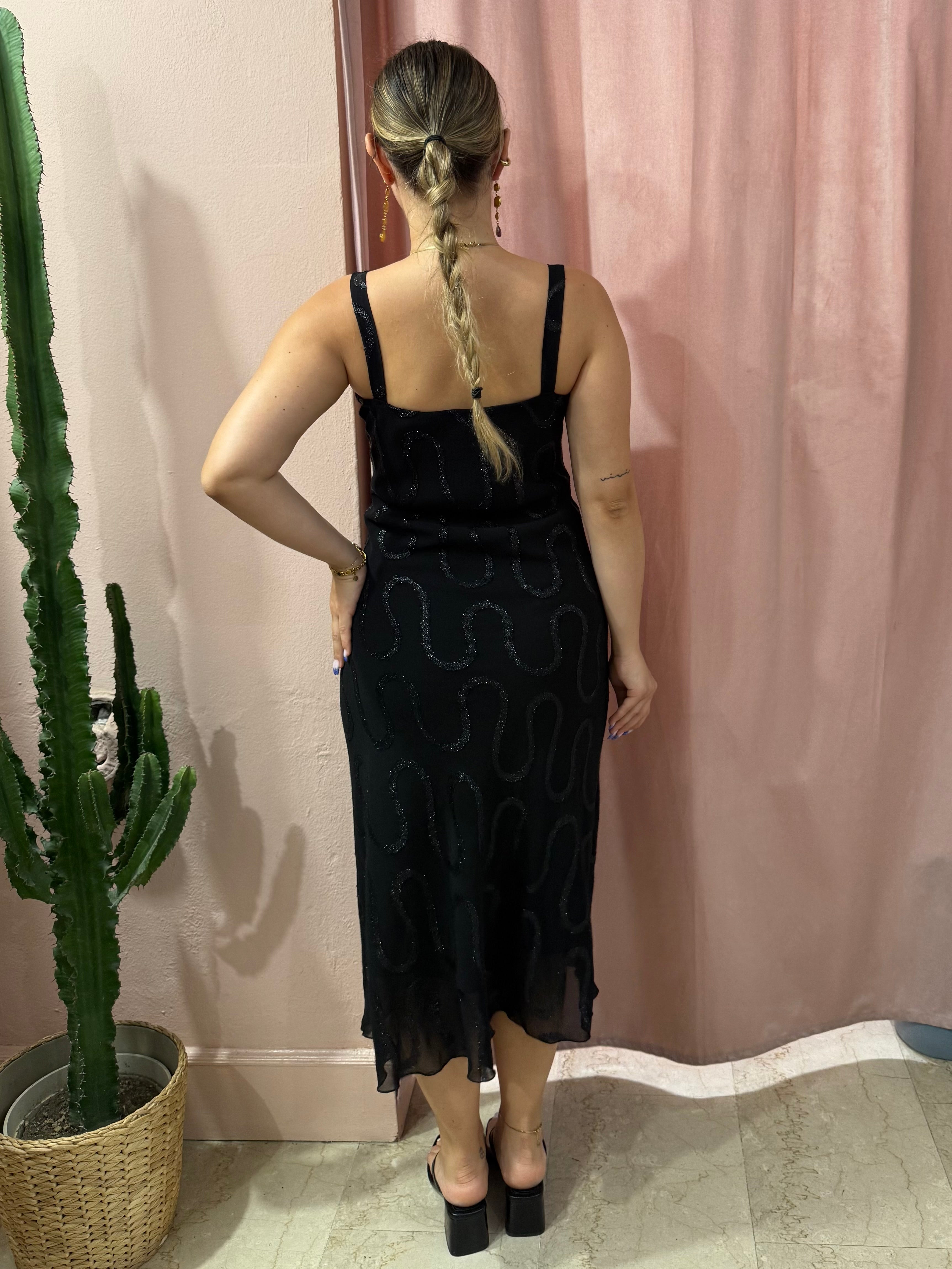 Vestito nero con inserti in lurex
